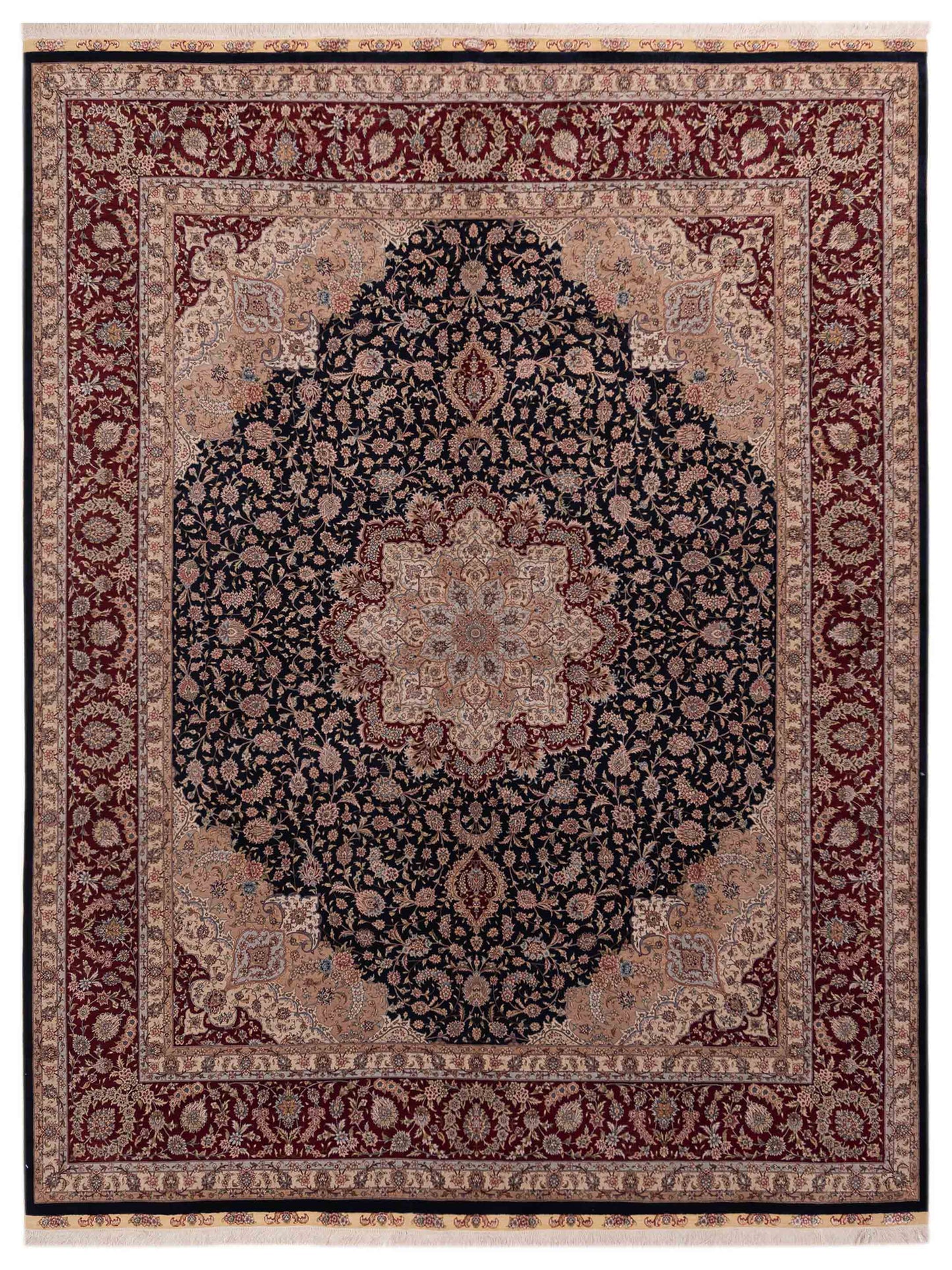Pasha Pure Silk Navy Red Traditional