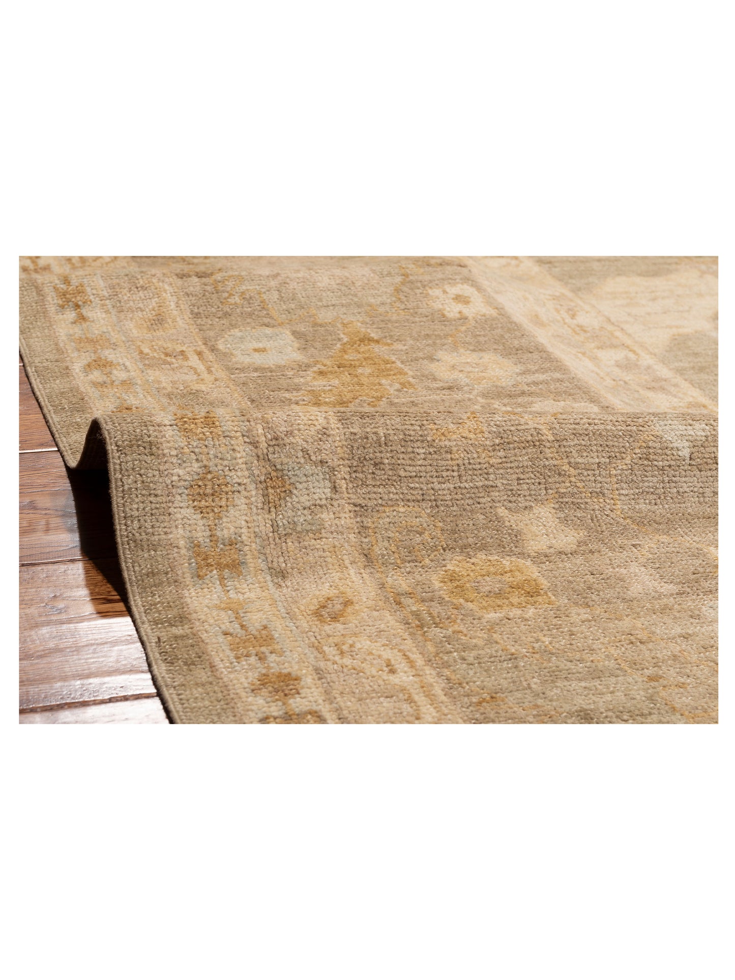 Angora Oushak 129092 Green Brown 14.5x21.10 Hand Knotted Rug