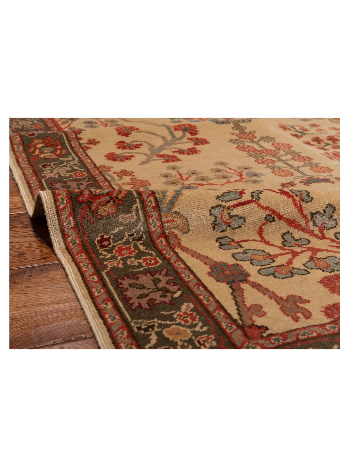 Antique Loom 148324 Ivory Green 4x6.6 Hand Knotted Rug