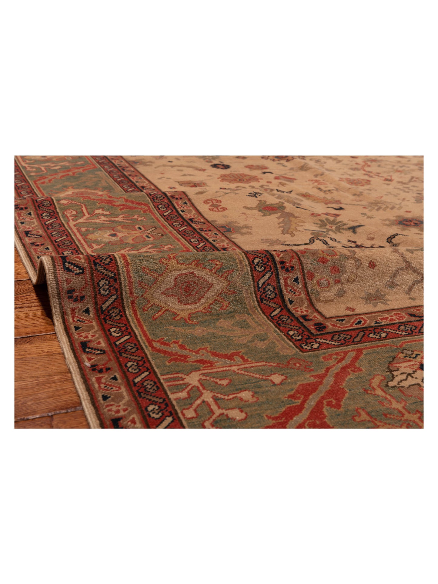 Antique Loom 147388 Ivory Green 6.10x8.6 Hand Knotted Rug