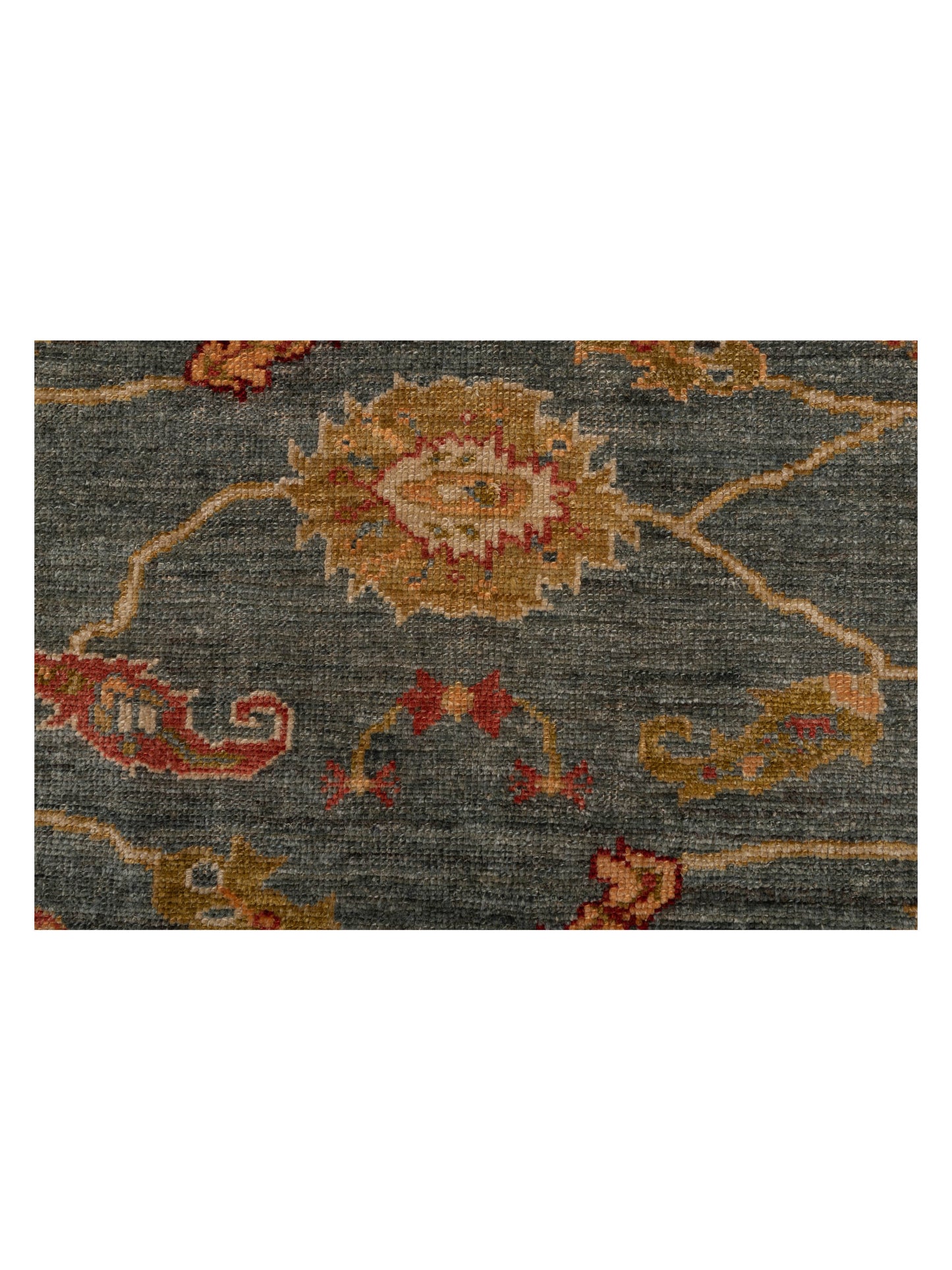Angora Oushak 129168 Teal Blue Ivory 6.5x8.11 Hand Knotted Rug