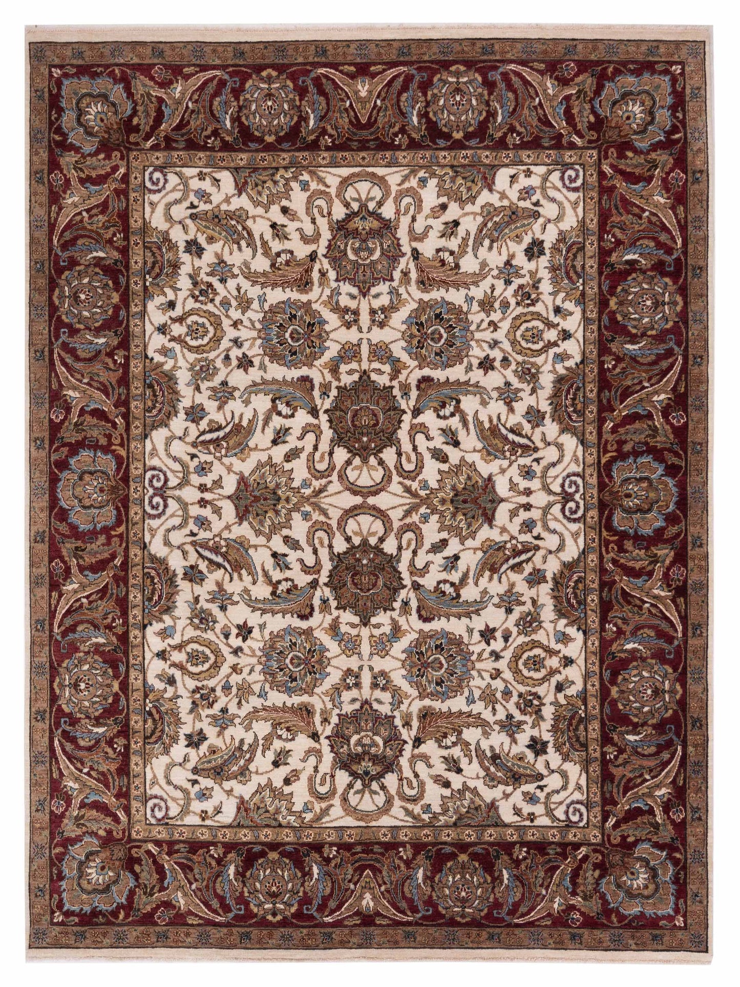 Rajpur Crown Ivory Burgundy Transitional