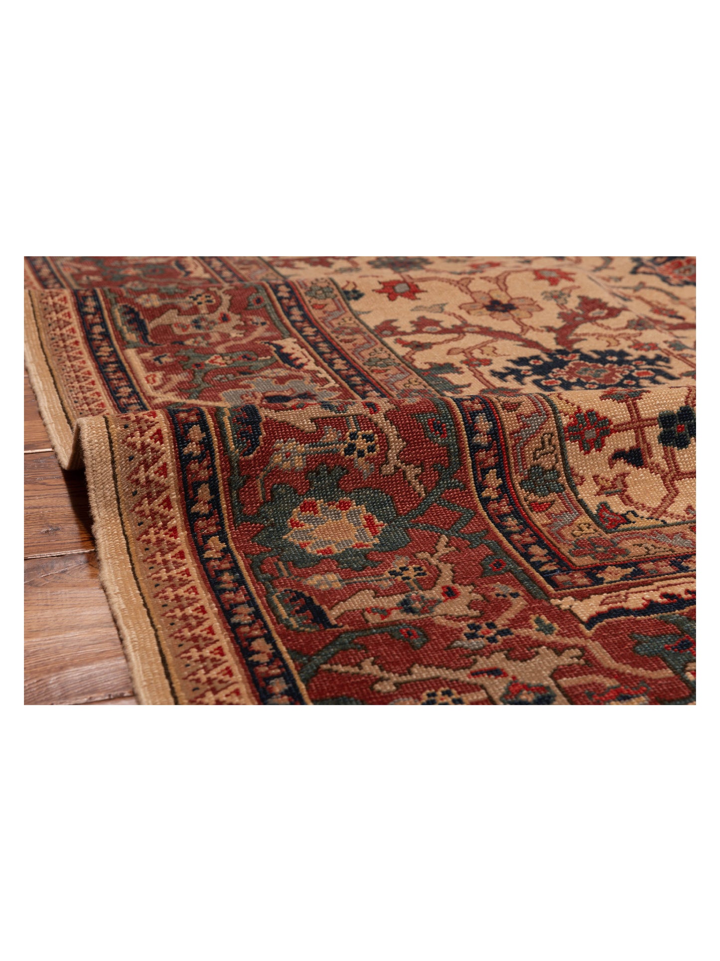 Antique Loom 147365 Ivory Red 6.7x6.7 Hand Knotted Rug