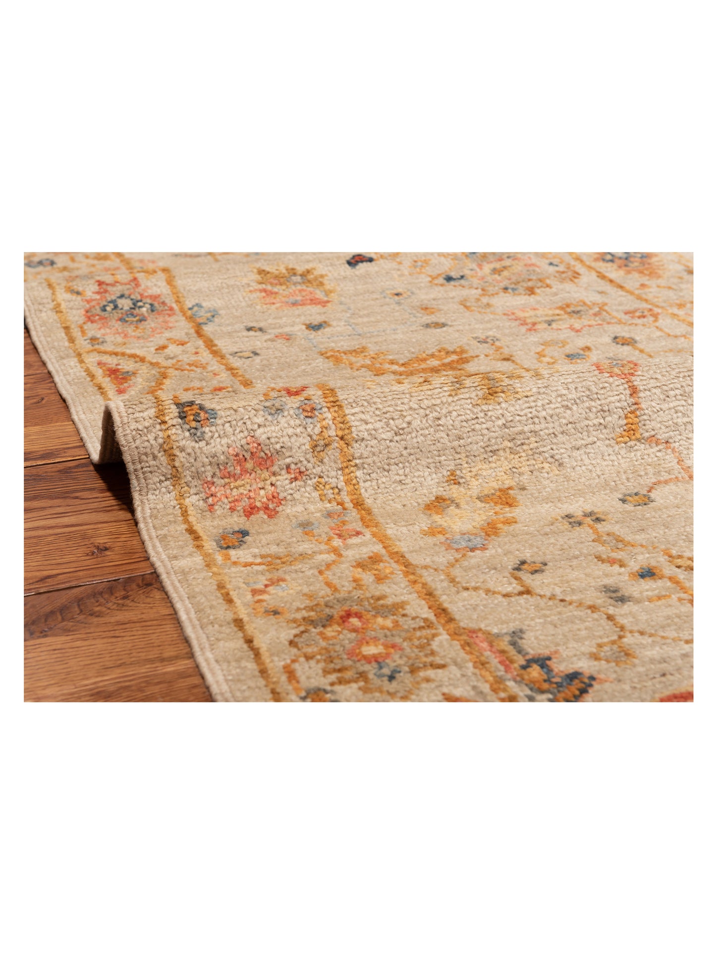Angora Oushak 147980 Ivory Ivory 2.6x13.2 Hand Knotted Rug