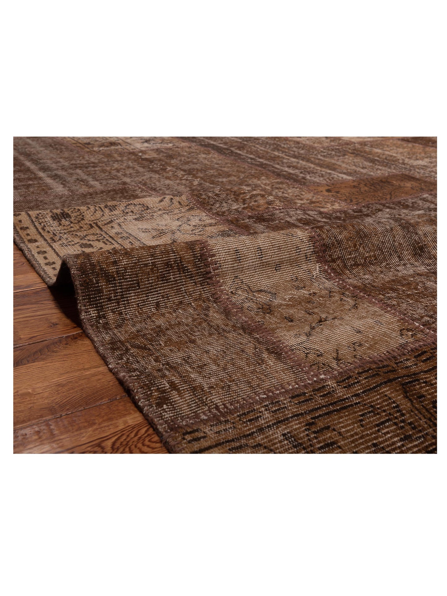 Turkish Vestige Patchwork 108976 Brown 8.3x9.10 Hand Knotted Rug