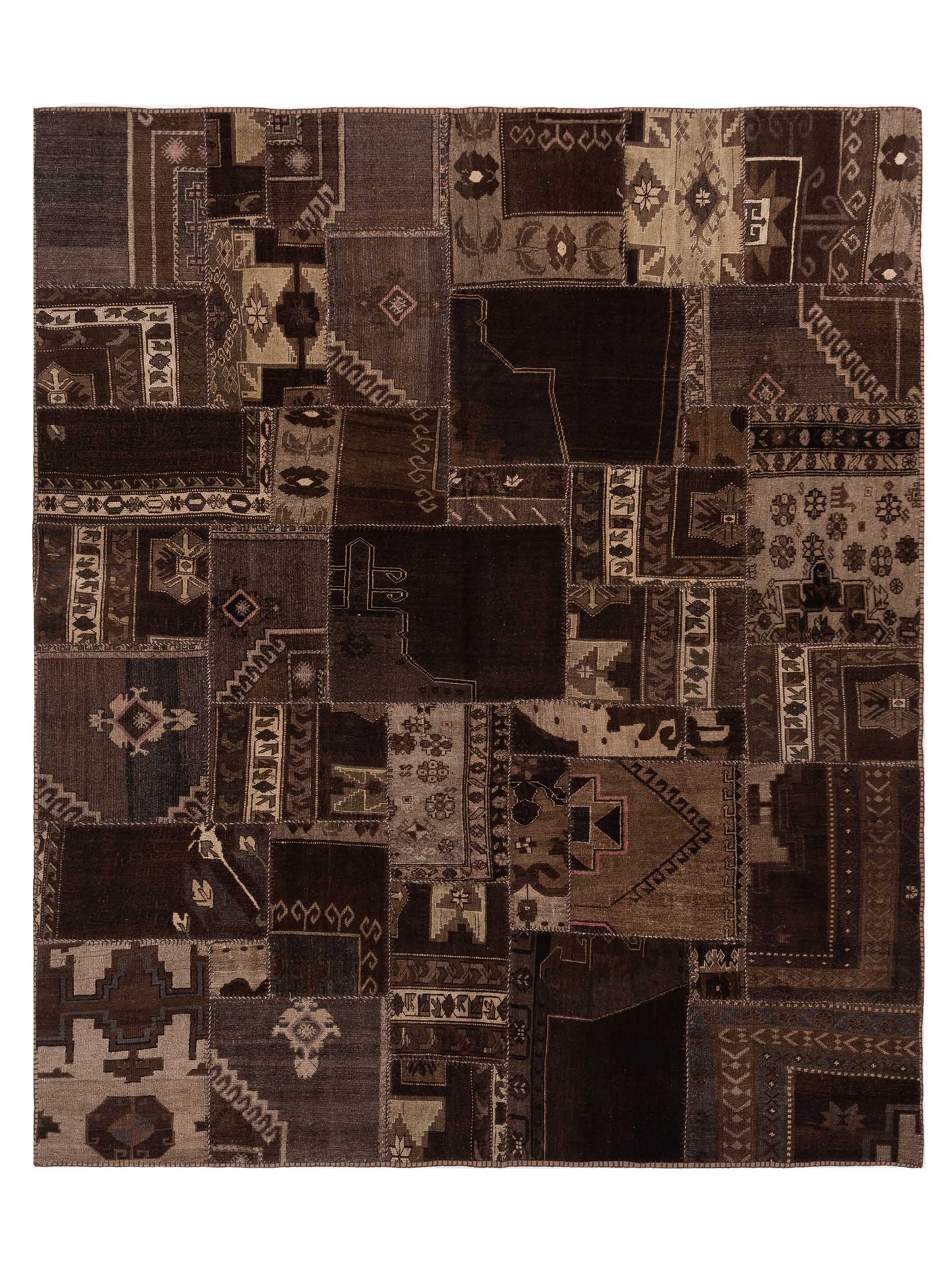 Pasha Turkish Vestige Patchwork Dark Brown Contemporary
