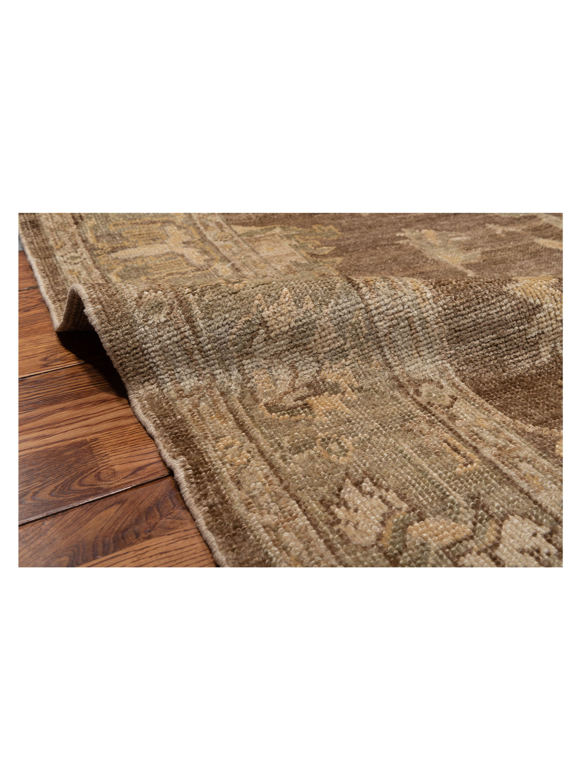 Angora Oushak 118240 Brown Green 6.4x12.3 Hand Knotted Rug