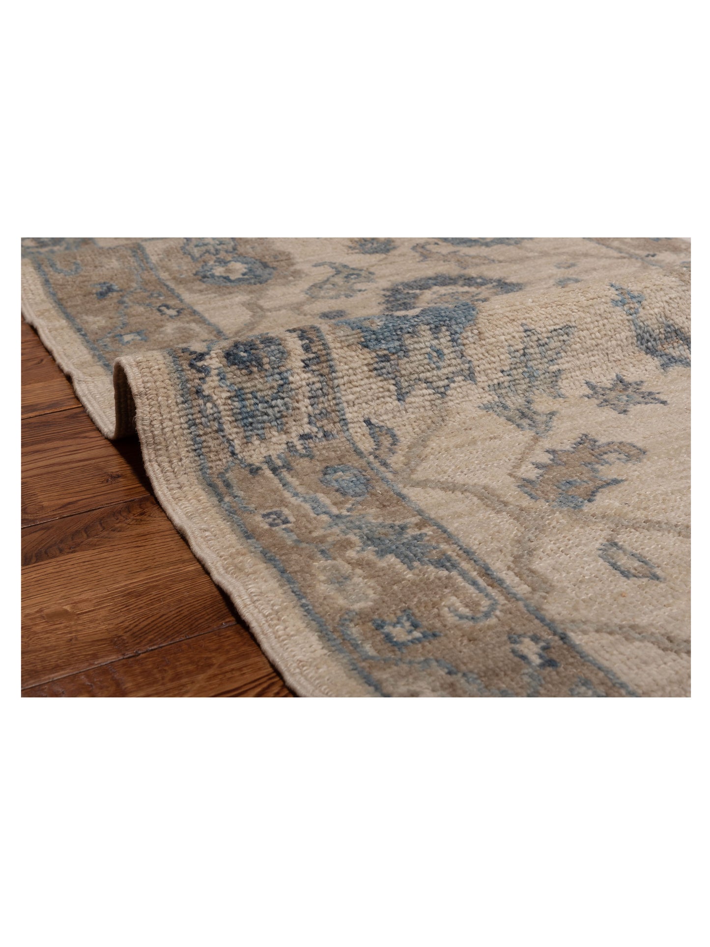 Angora Oushak 150398 Ivory Brown 2.7x9.10 Hand Knotted Rug