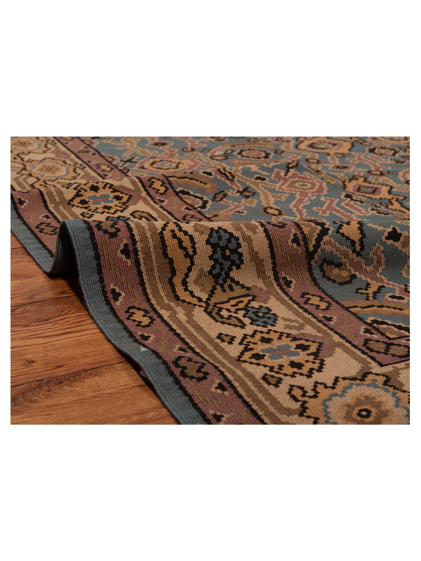 Transilvanian Kilim 79801 Blue Ivory 8.4x9.9 Hand Woven Rug