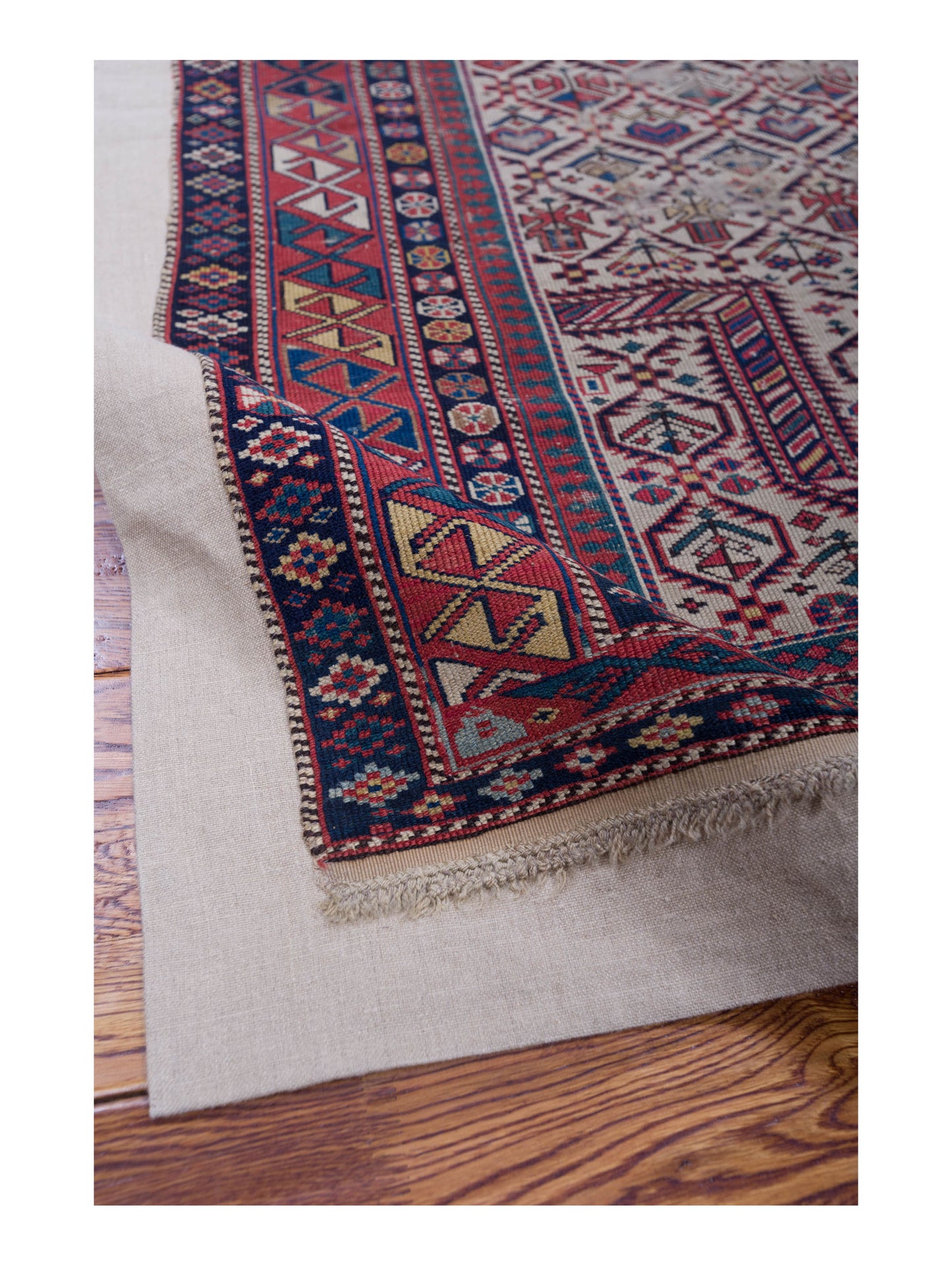 Antique Caucasian 122626 Beige Rust 3.5x4.9 Hand Knotted Rug