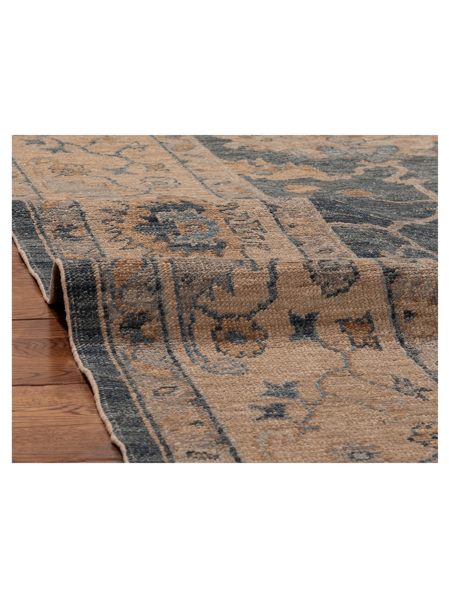 Angora Oushak 156225 Blue Cream 7.9x9.6 Hand Knotted Rug