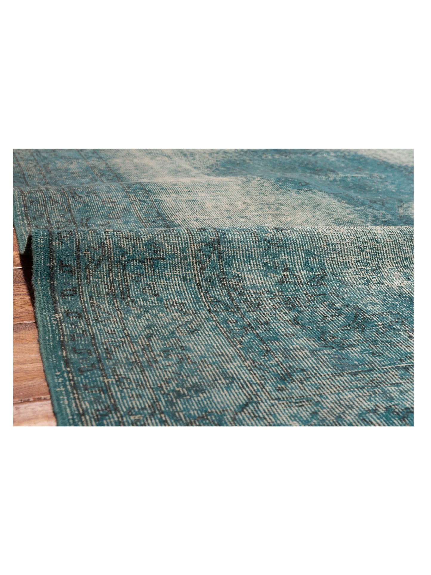 Vintage 121990 Turquoise 5.6x8.7 Hand Knotted Rug