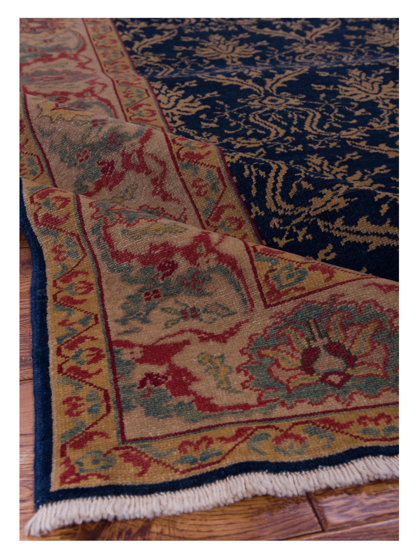 Antique Loom 107987 Navy Beige 4x6 Hand Knotted Rug