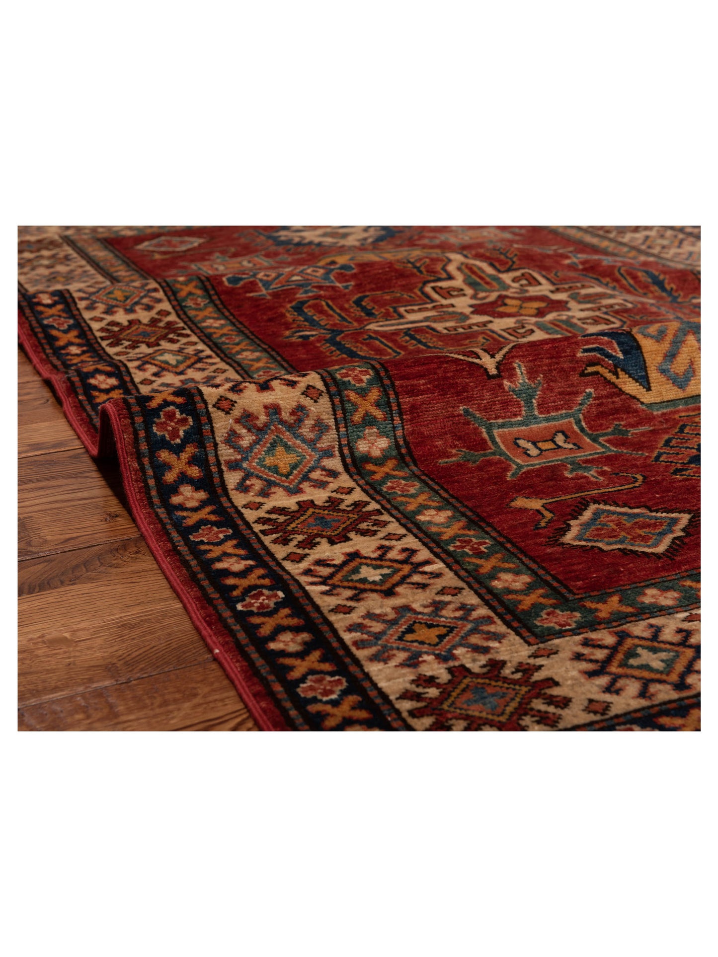 Artisan Kazak 121750 Red Beige 3.10x6 Hand Knotted Rug