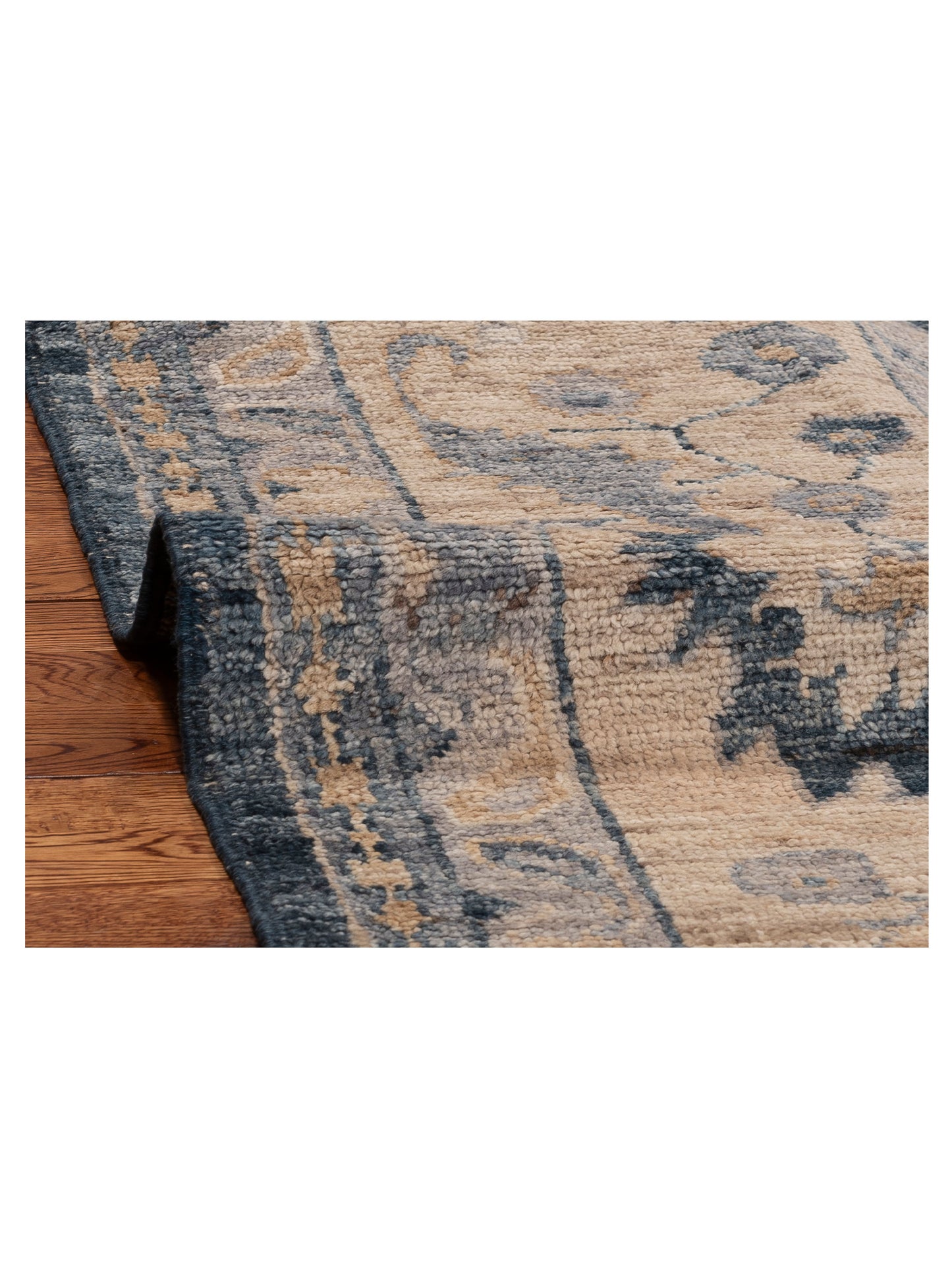 Angora Oushak 154999 Blue Cream 9.10x13.10 Hand Knotted Rug