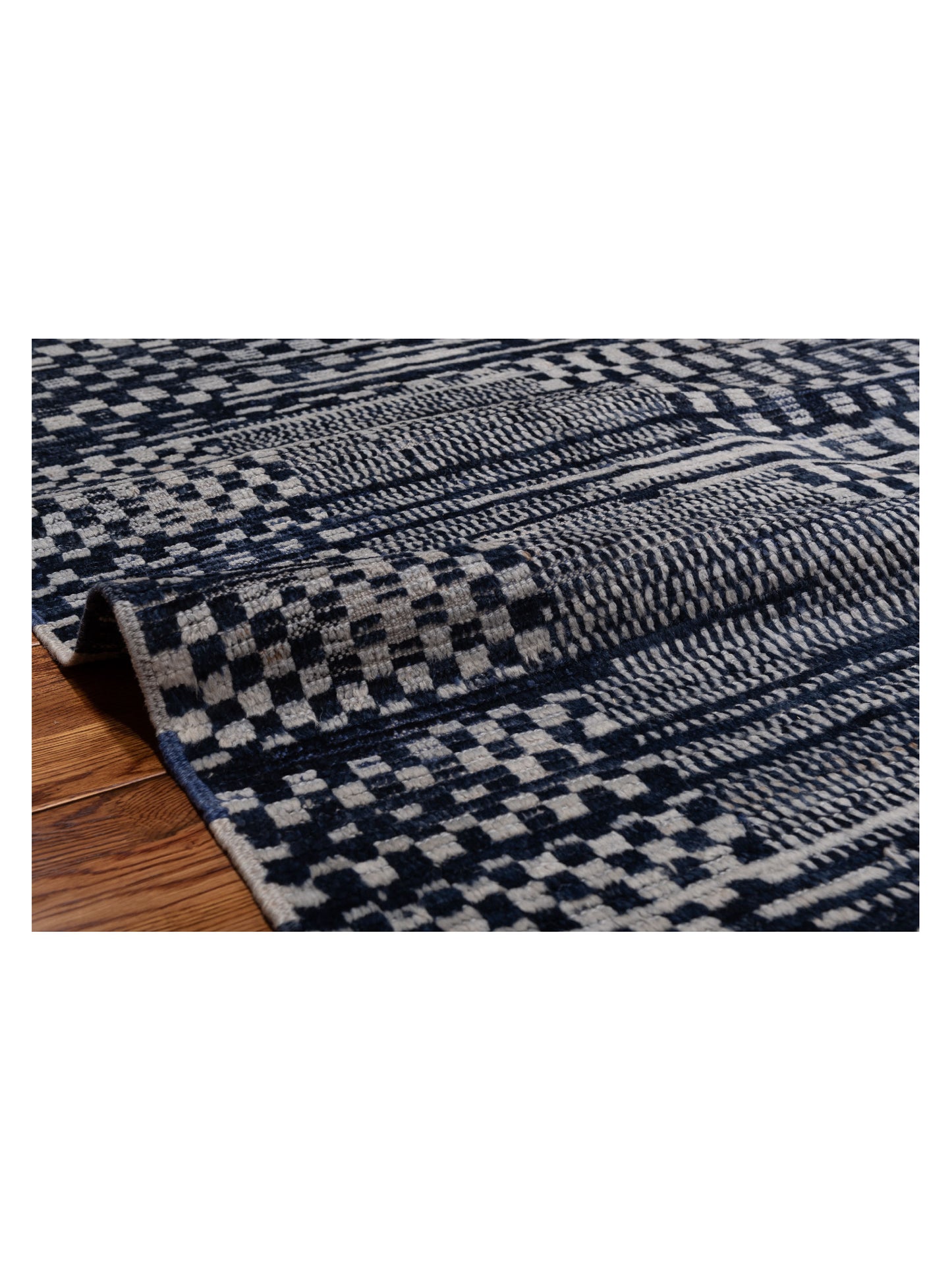 Atlas 149665 Ivory Dark Blue 6.1x8.8 Hand Knotted Rug