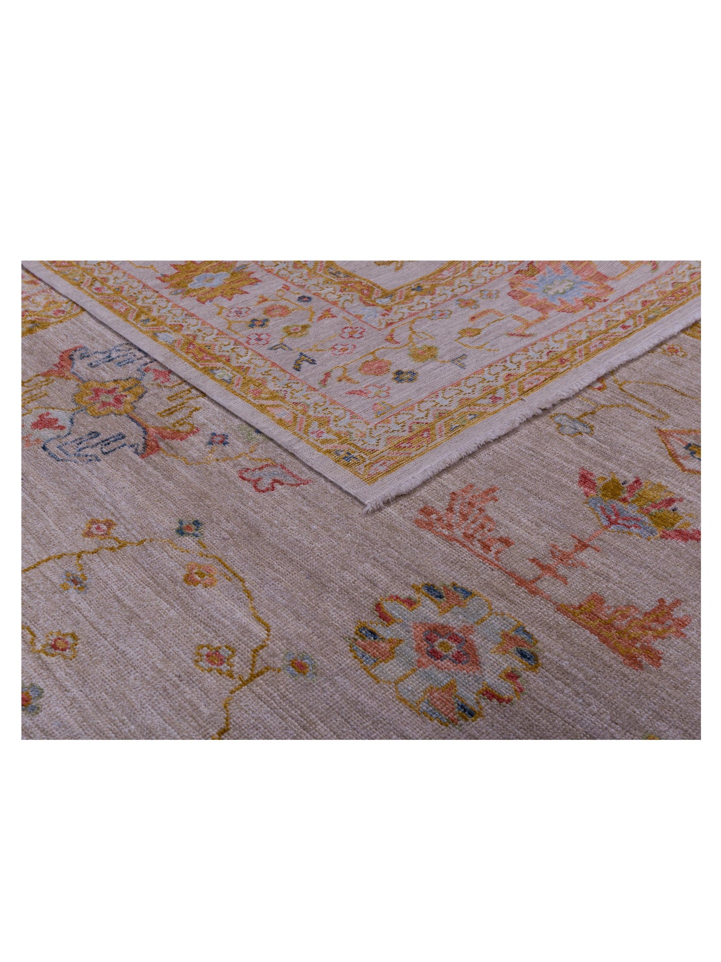 Angora Oushak 146456 Ivory Silver 10.2x12.10 Hand Knotted Rug