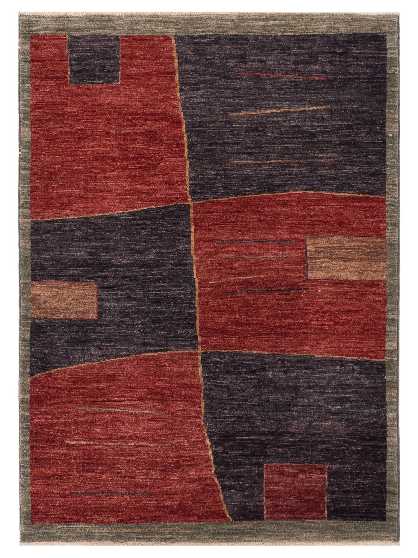Rajpur Gabbeh Red Charcoal Contemporary