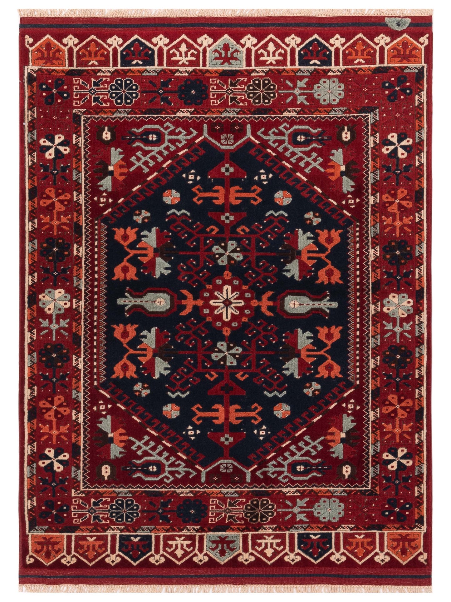 Pasha Turkish Shirwan Navy Red Traditional