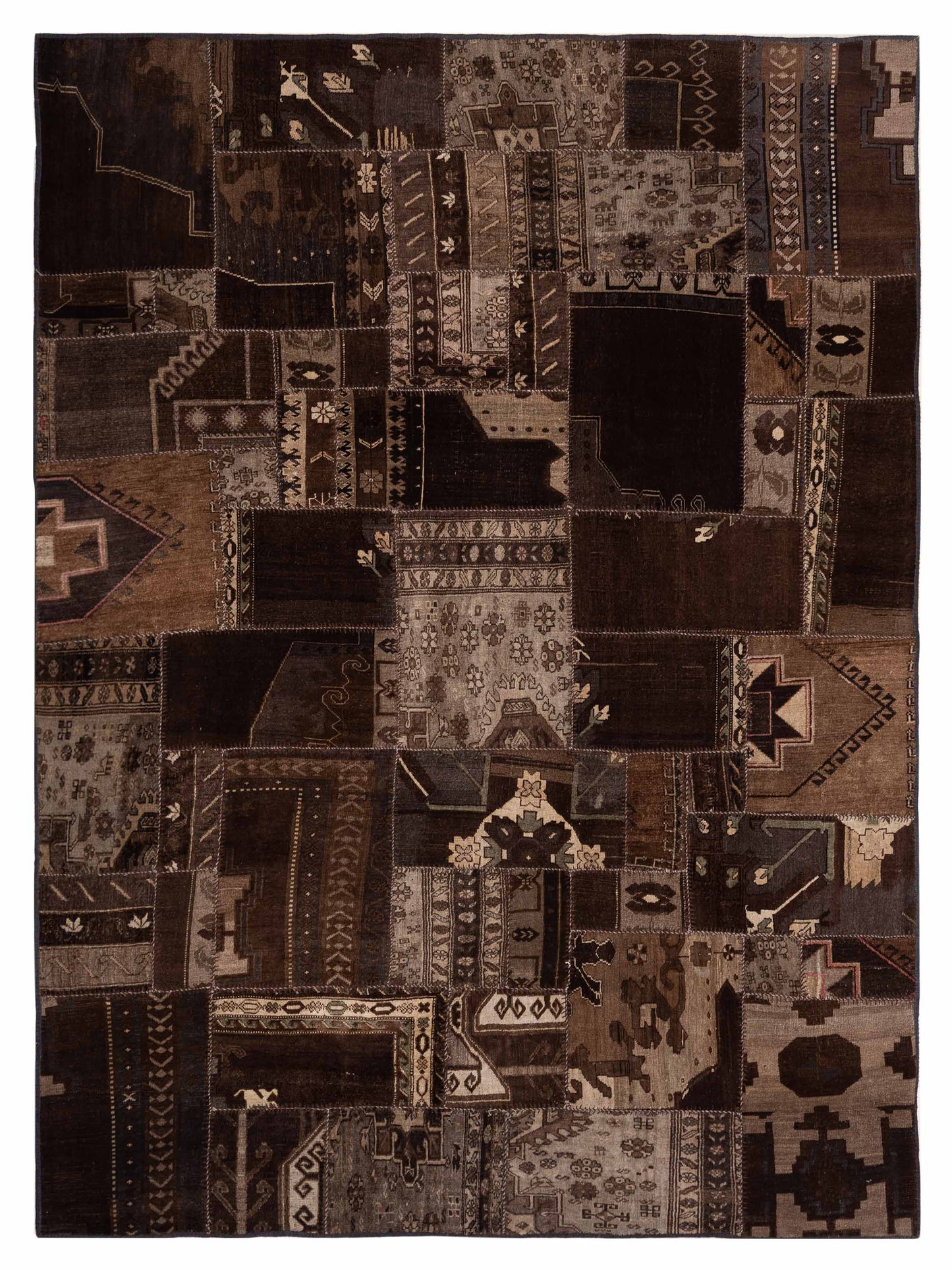 Pasha Turkish Vestige Patchwork Brown Contemporary