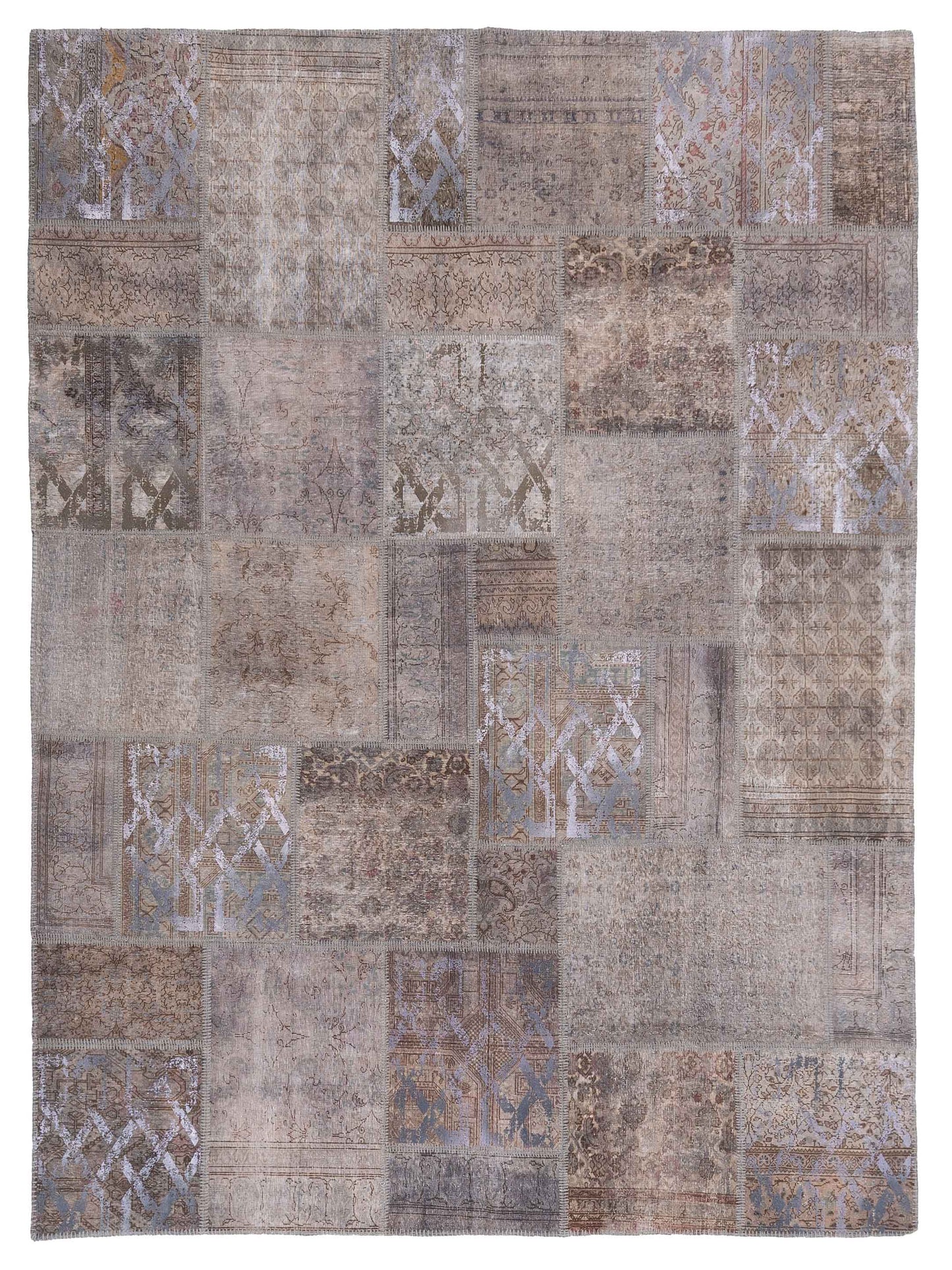 Pasha Turkish Vestige Patchwork Silver Contemporary