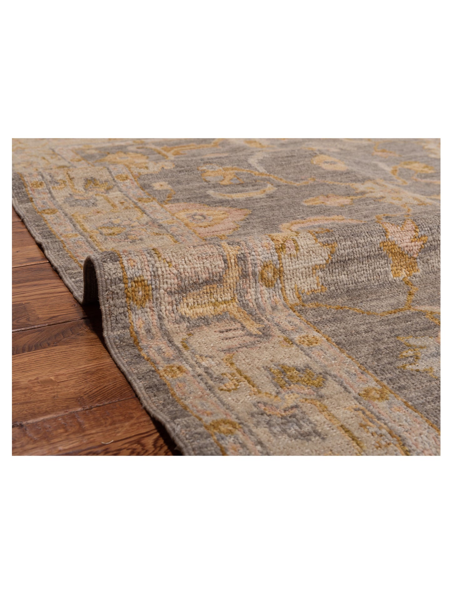 Angora Oushak 150402 Gray Ivory 4.11x6.9 Hand Knotted Rug