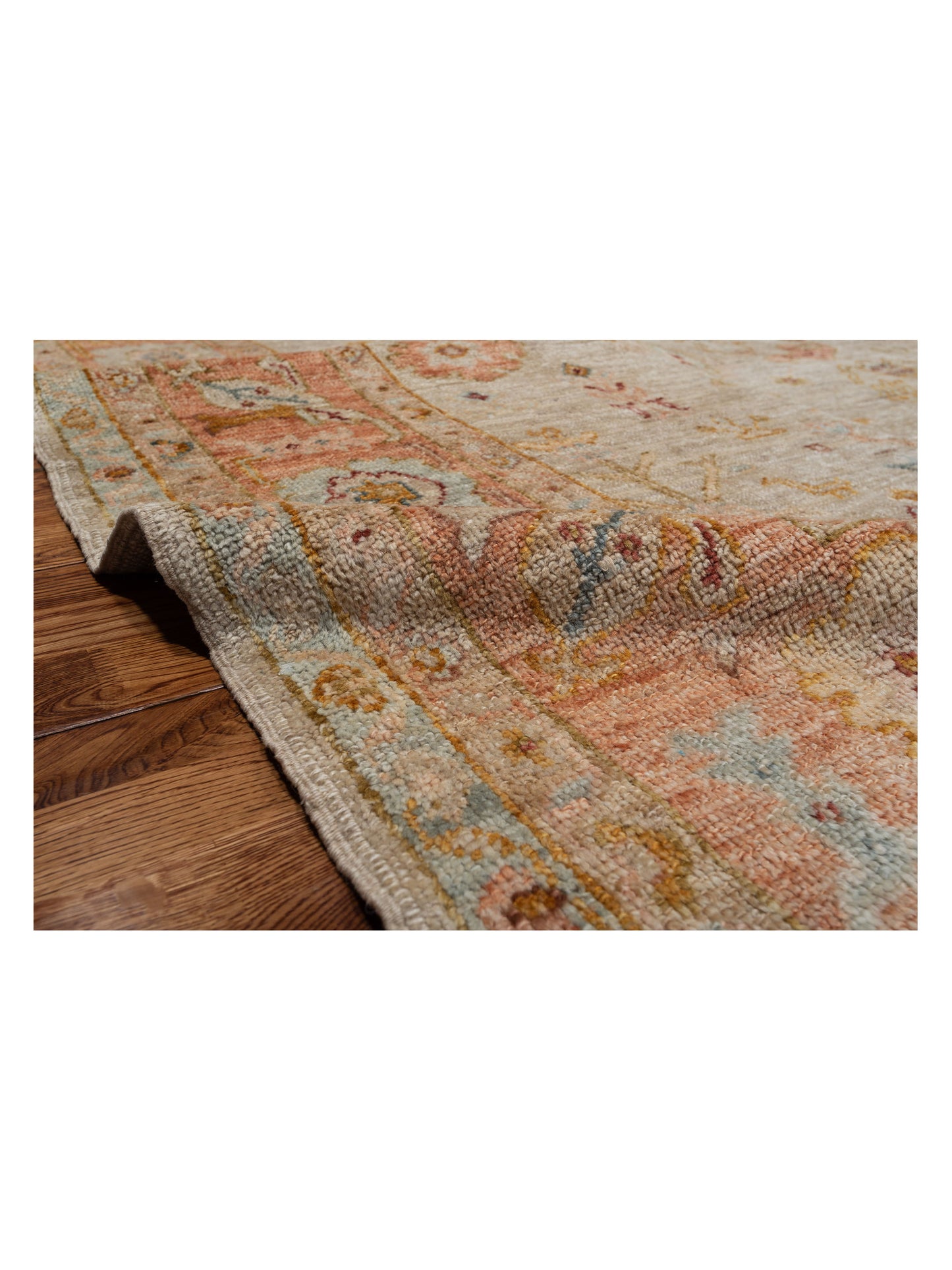 Angora Oushak 147132 Ivory Pink 8x9.8 Hand Knotted Rug