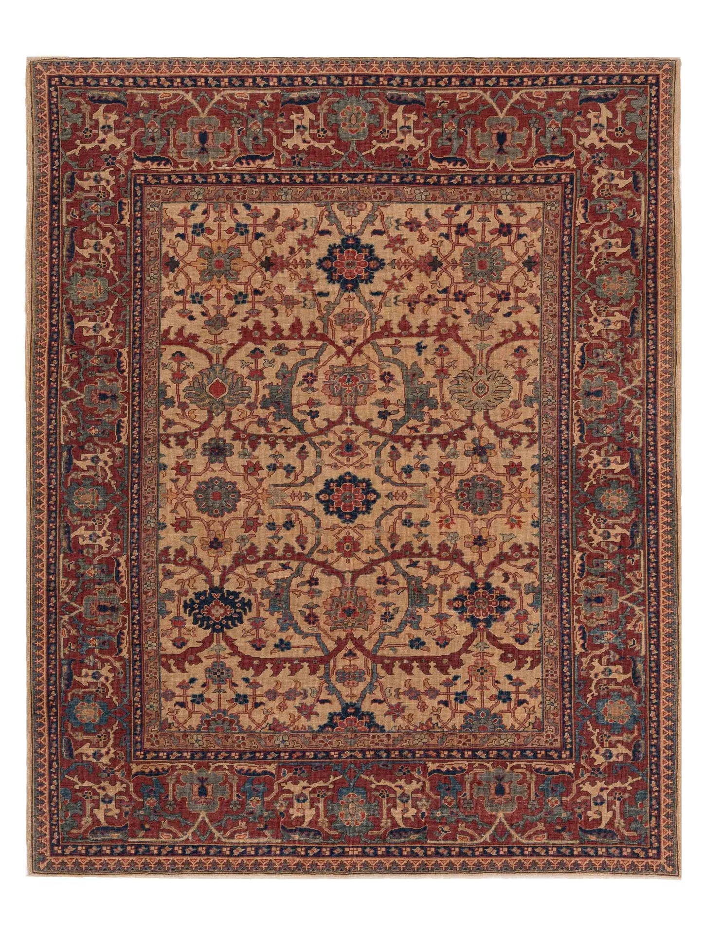 Pasha Antique Loom Ivory Red Traditional
