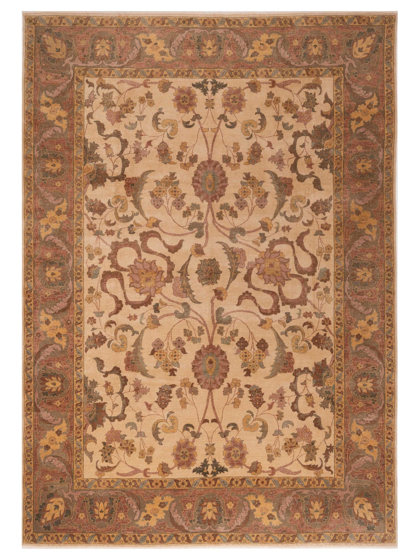 Pasha Antique Loom Ivory Green Transitional