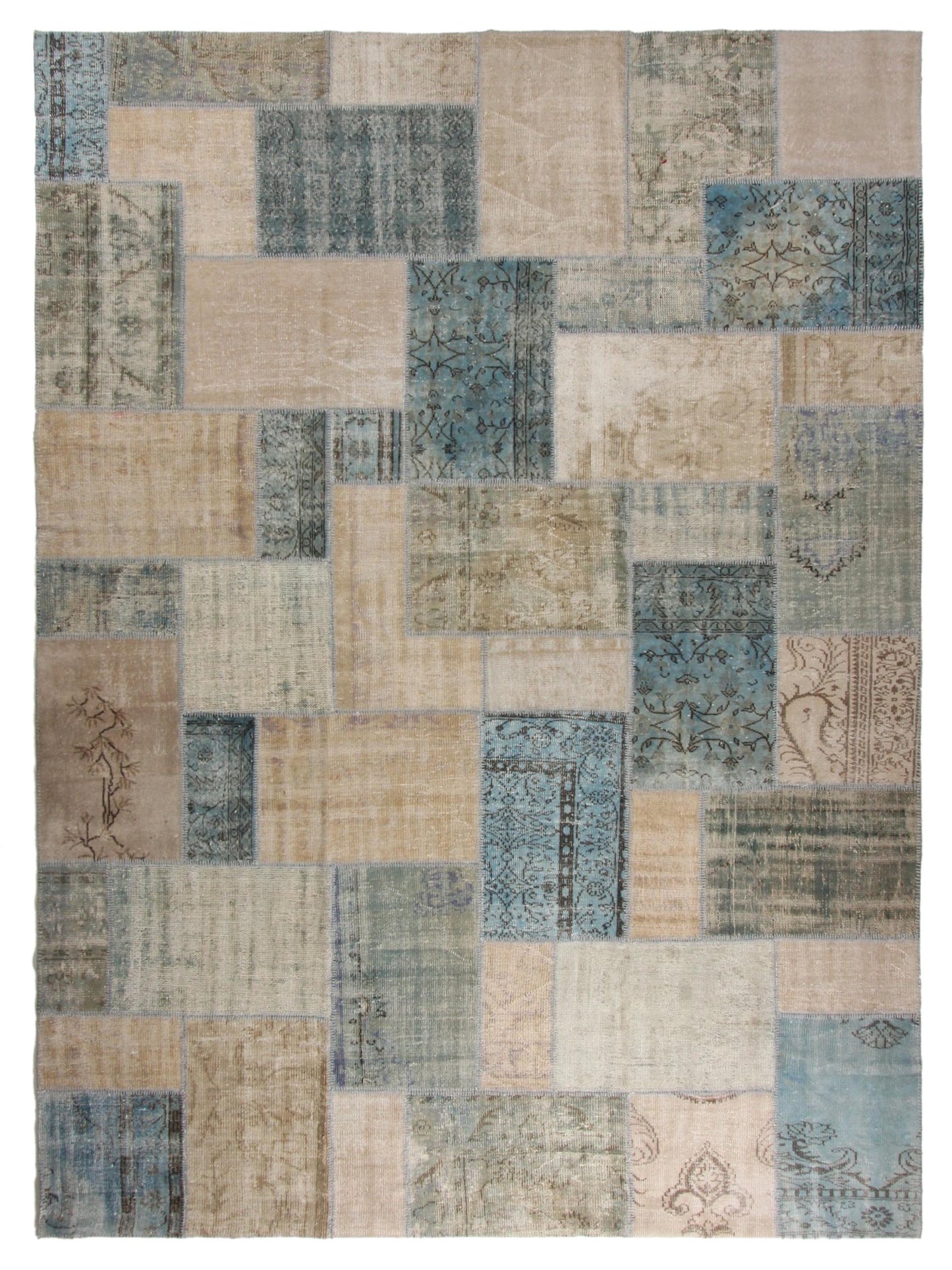 Pasha Turkish Vestige Patchwork Ivory Blue Contemporary