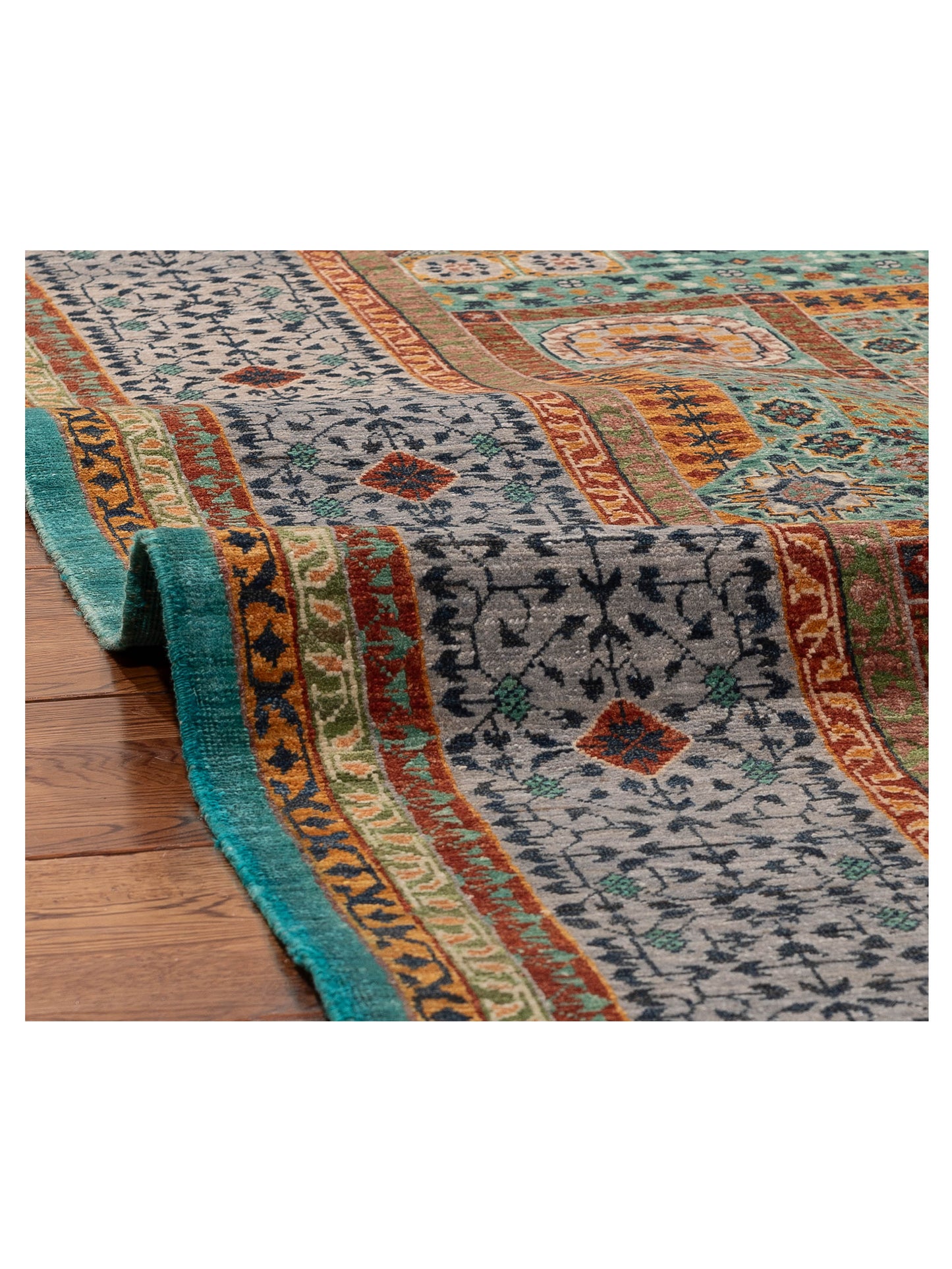 Artisan Mamluk 154637 Green Gray 5.11x8.2 Hand Knotted Rug