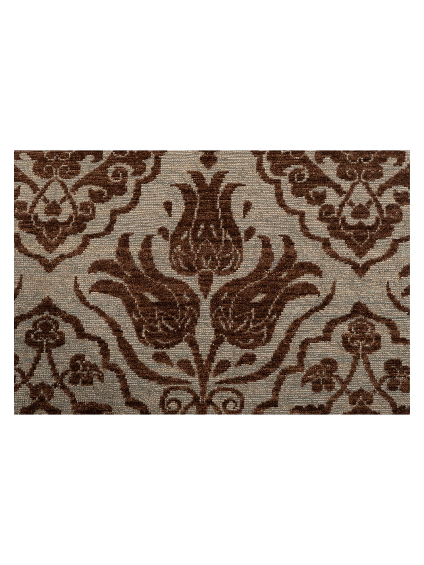 Defne Tulip Ice Blue Brown 8.6x10.1 Hand Knotted Rug