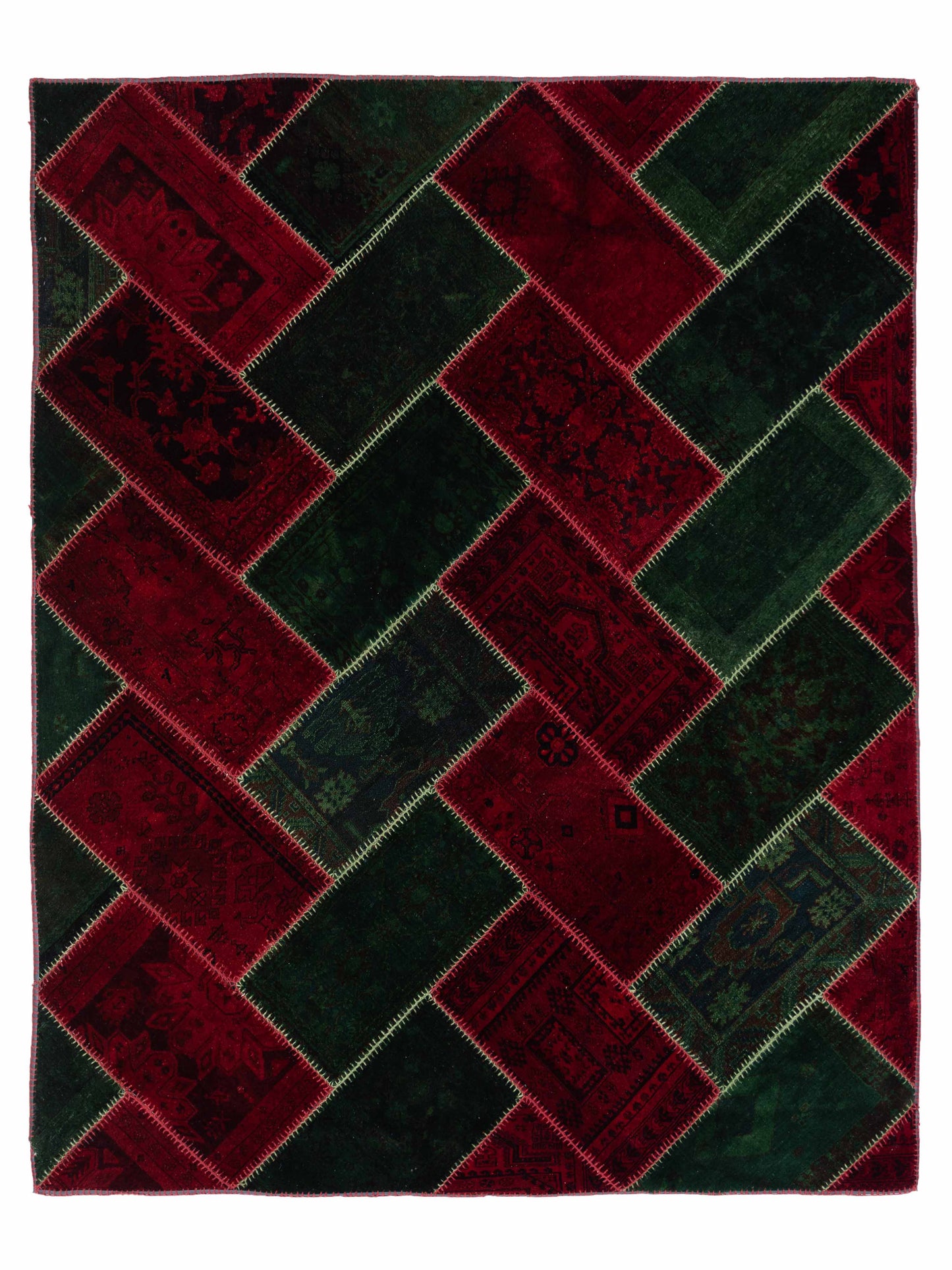 Pasha Turkish Vestige Patchwork Green Red Contemporary