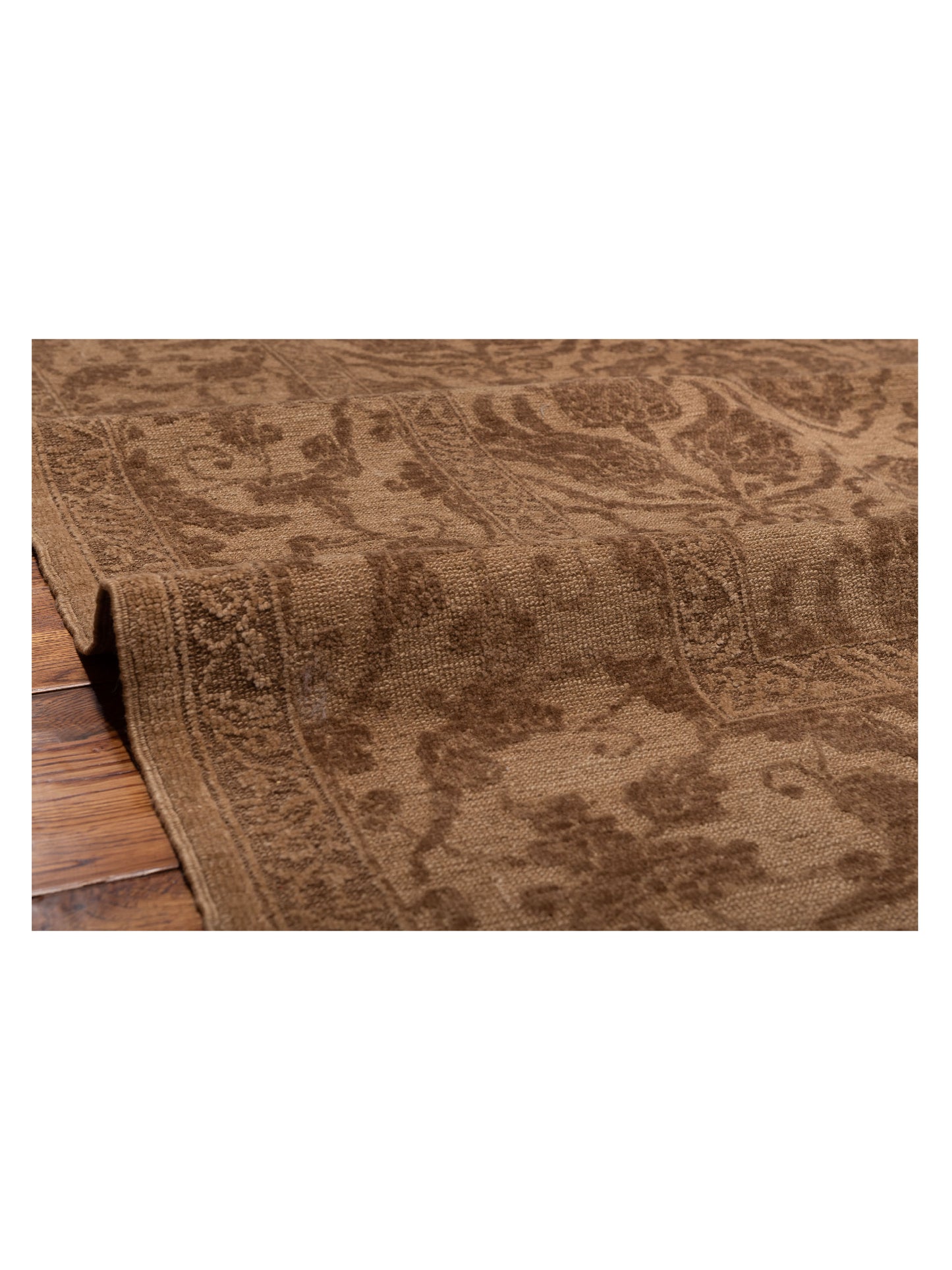 Defne Tulip Brown Dark Brown 8.3x9.1 Hand Knotted Rug
