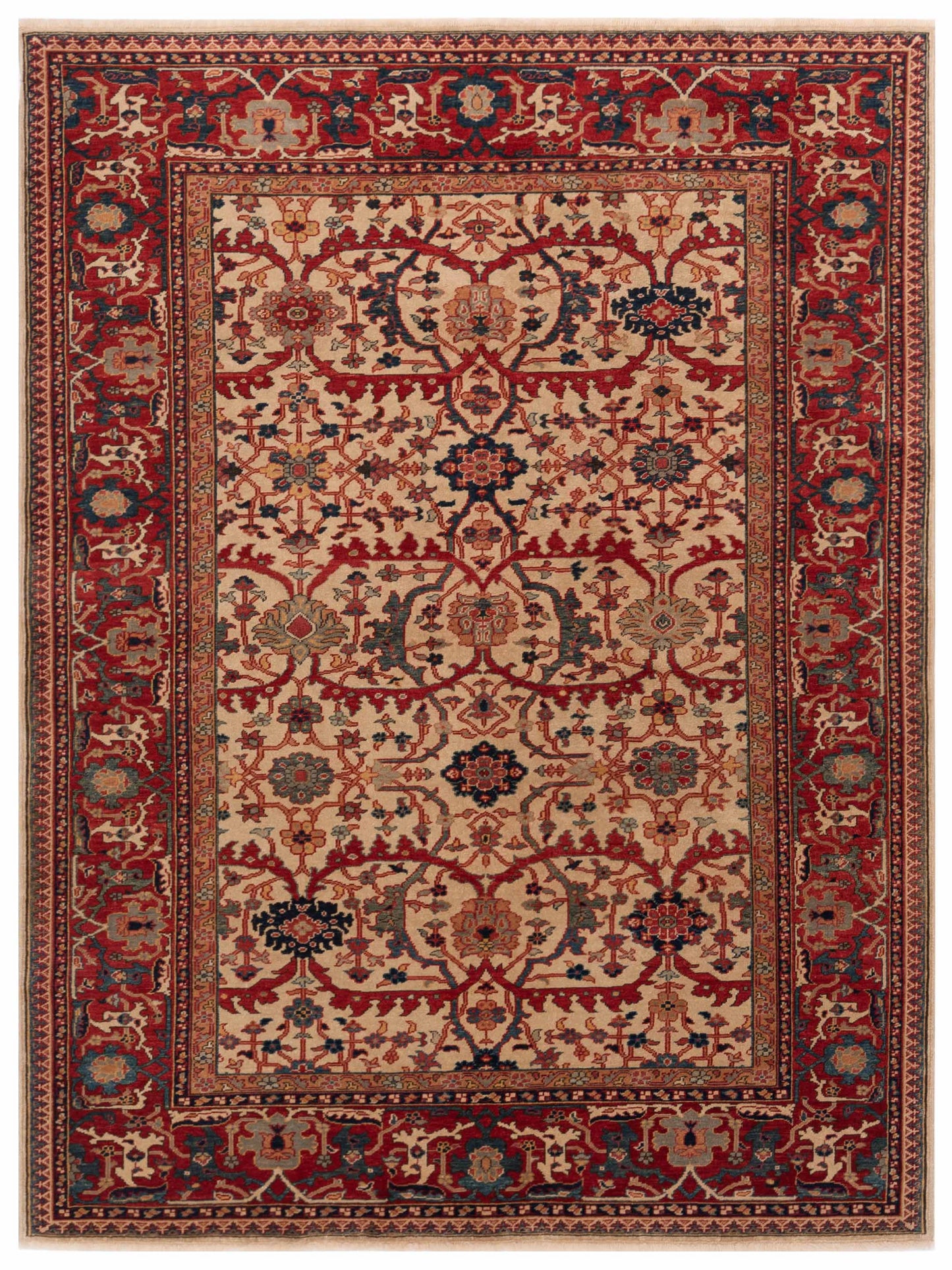 Pasha Antique Loom Ivory Red Traditional