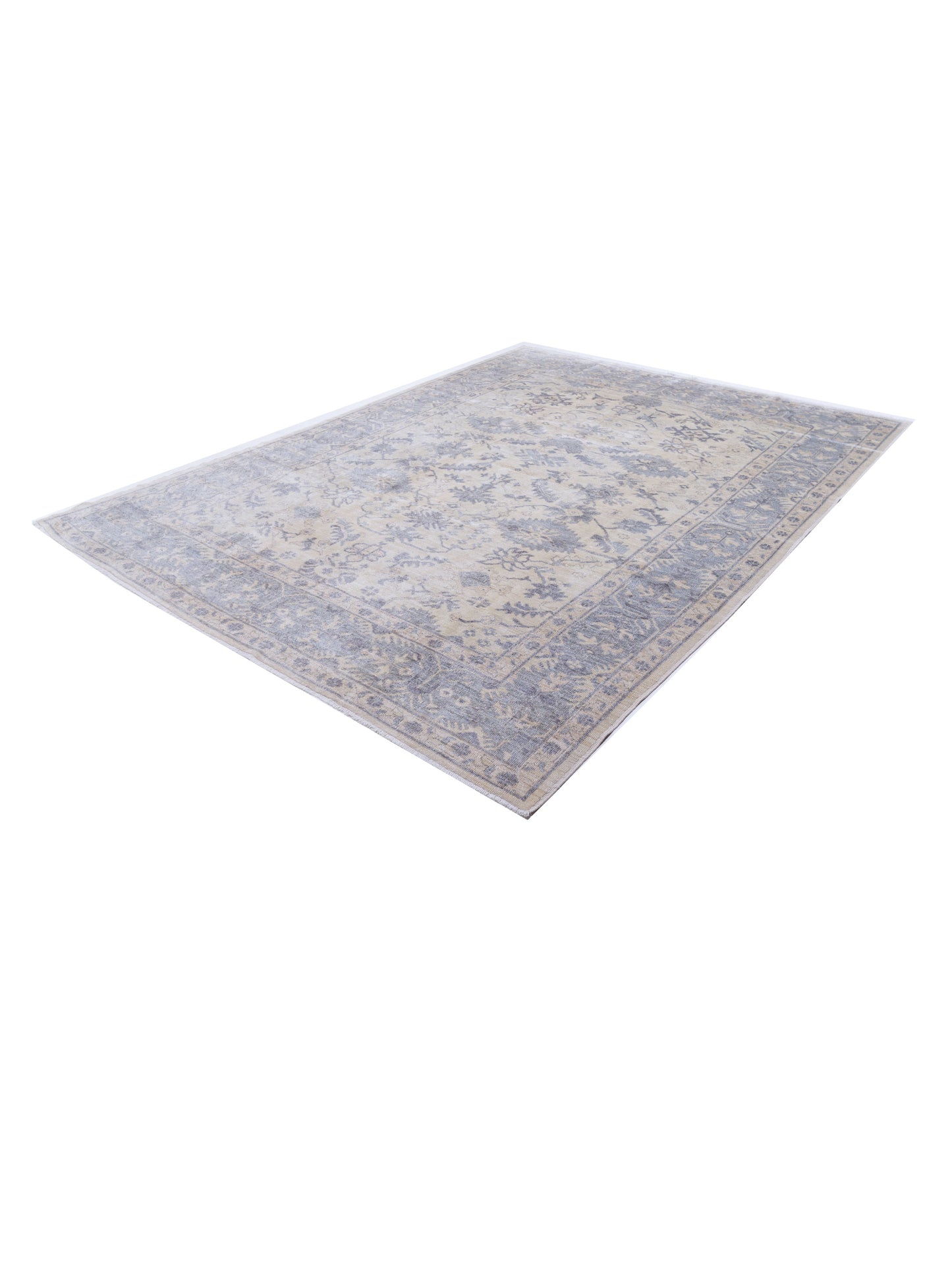 Anadol Oushak 126021 Ivory Gray 9.1x12.4 Hand Knotted Rug