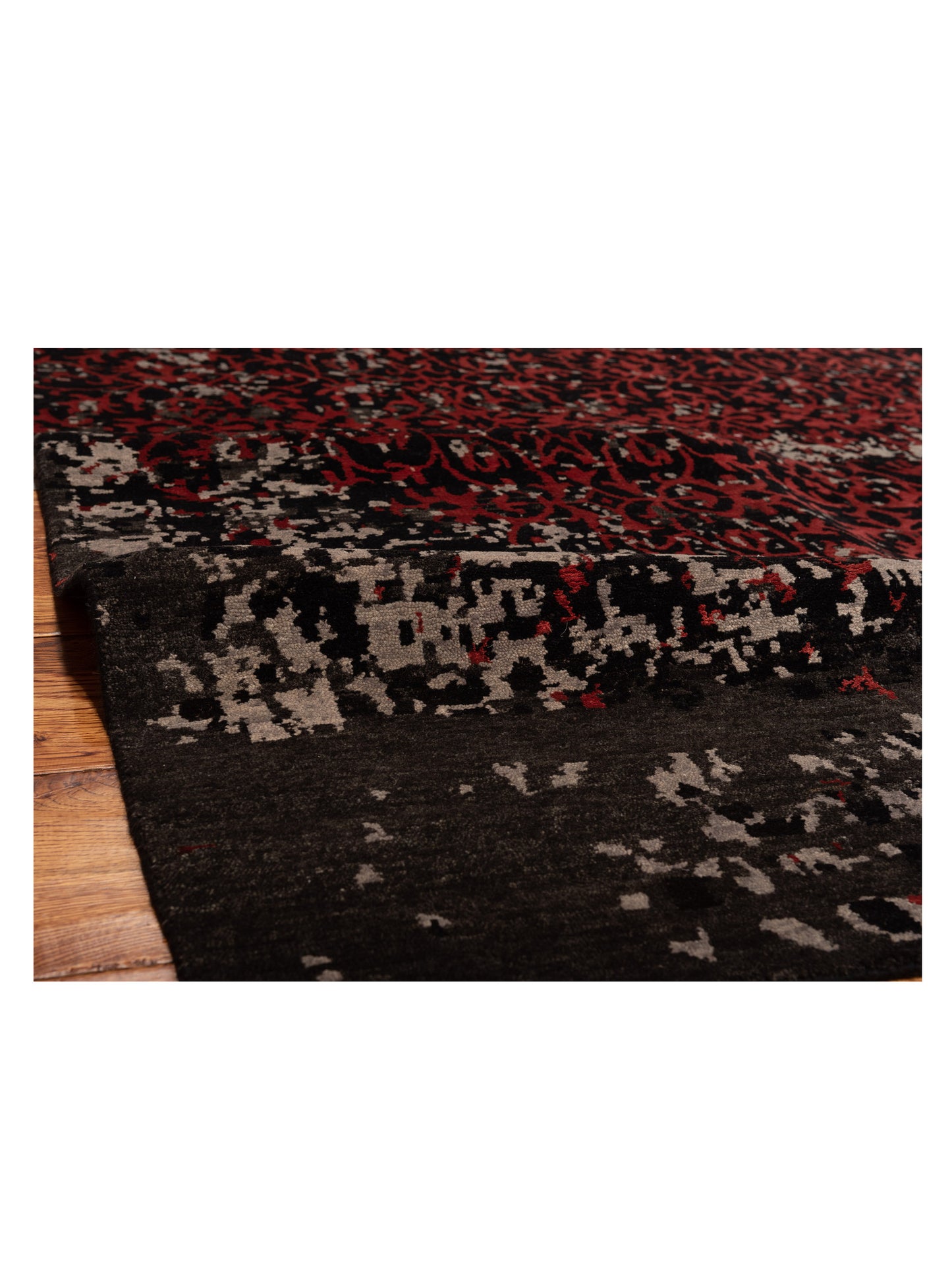 Tibetino 124309 Charcoal Red 7.11x9.10 Hand Knotted Rug