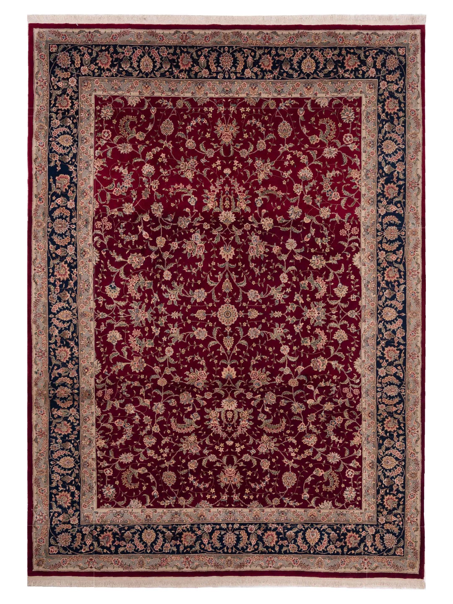 Pasha Magnolia Red Navy Traditional