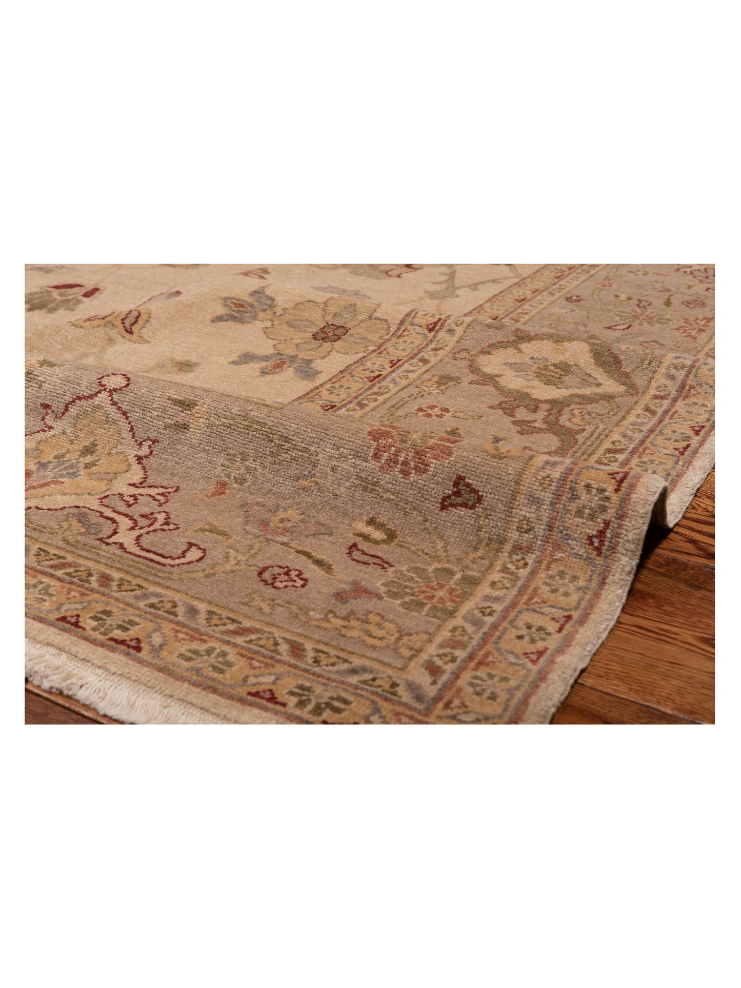 Turkish Elvan 90636 Beige Silver 9.5x12.7 Hand Knotted Rug
