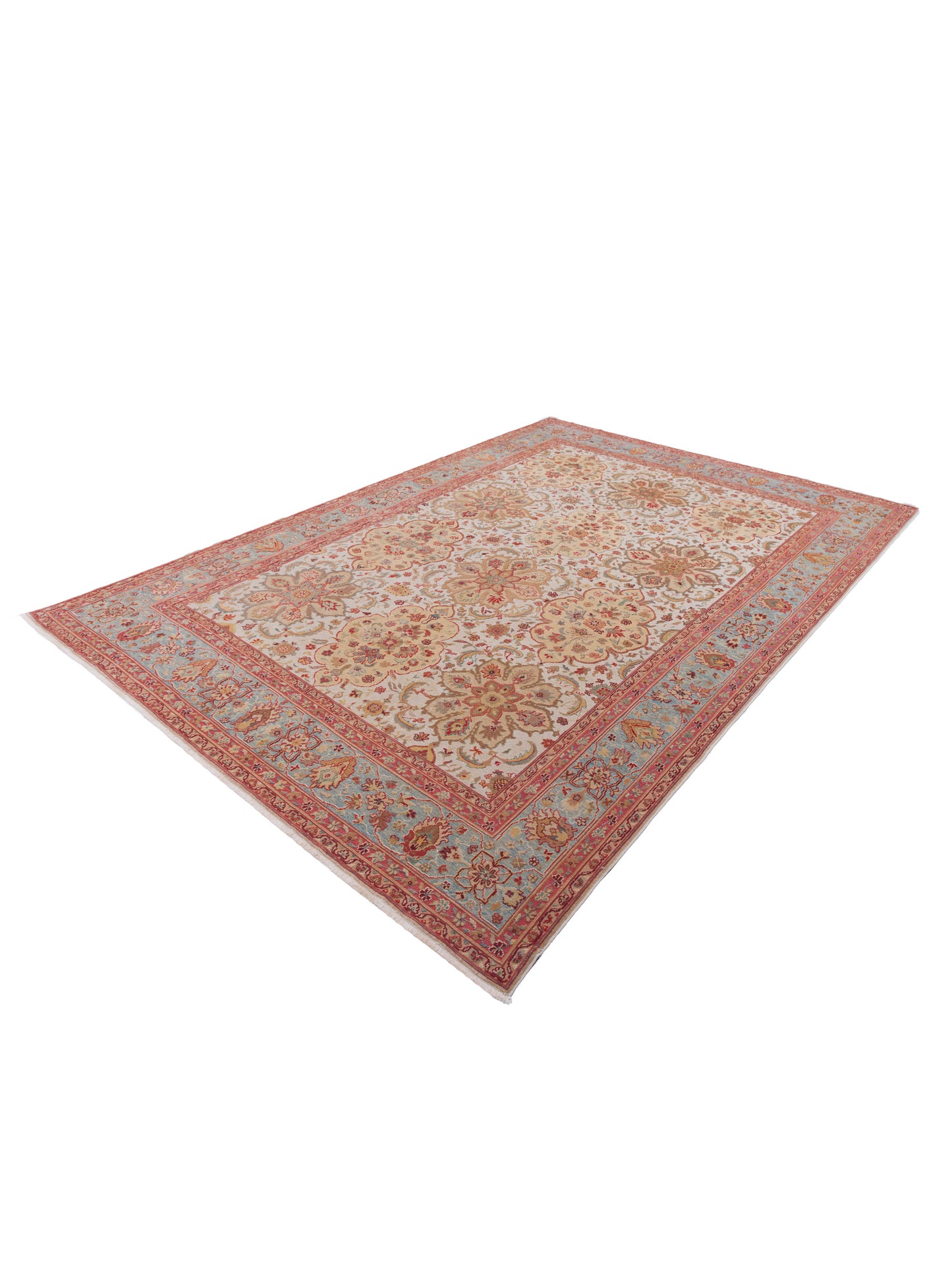 Antique Loom 107962 Beige Blue 9.4x13.4 Hand Knotted Rug