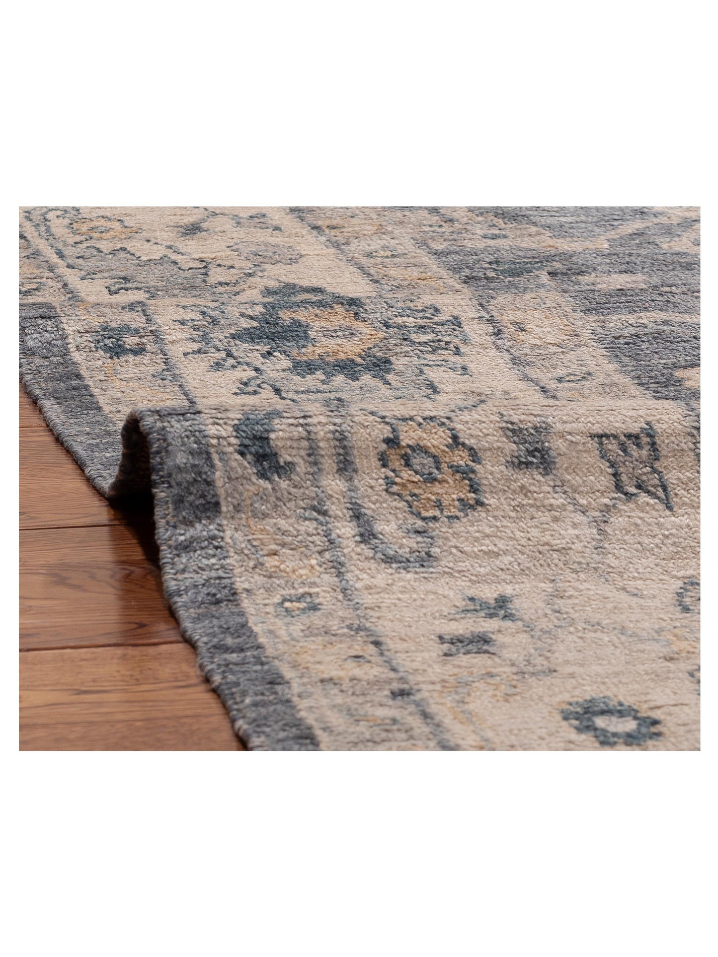 Angora Oushak 156097 Blue Ivory 7.10x9.10 Hand Knotted Rug