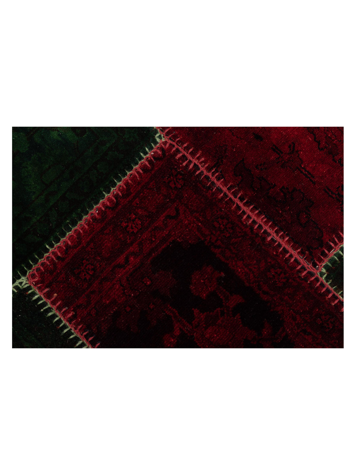 Turkish Vestige Patchwork 114229 Green Red 8.6x10.7 Hand Knotted Rug