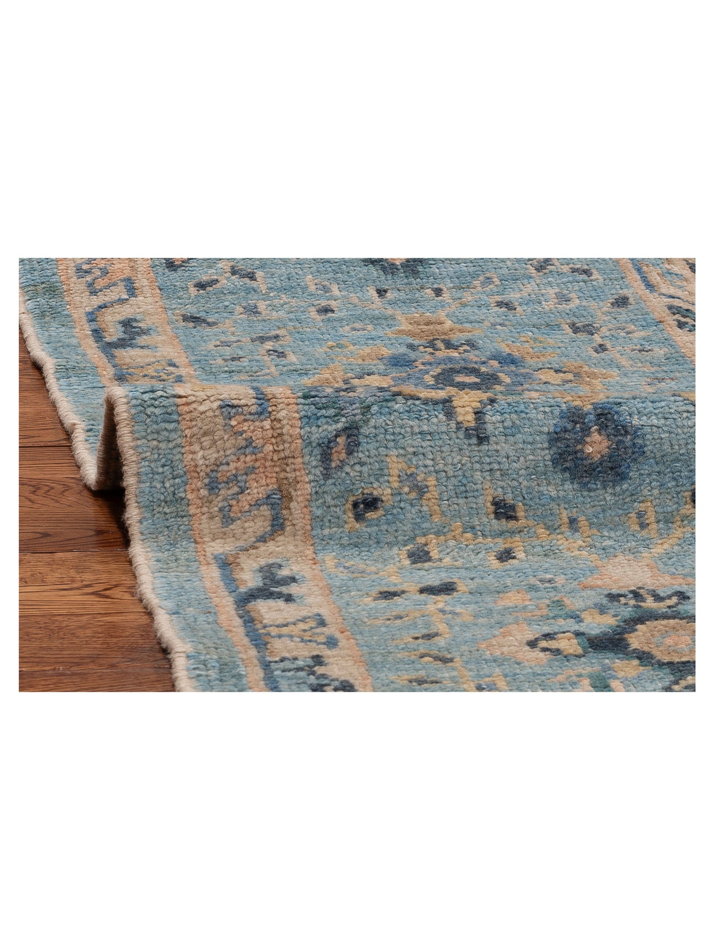 Angora Oushak 154966 Blue Blue 9.4x11.9 Hand Knotted Rug
