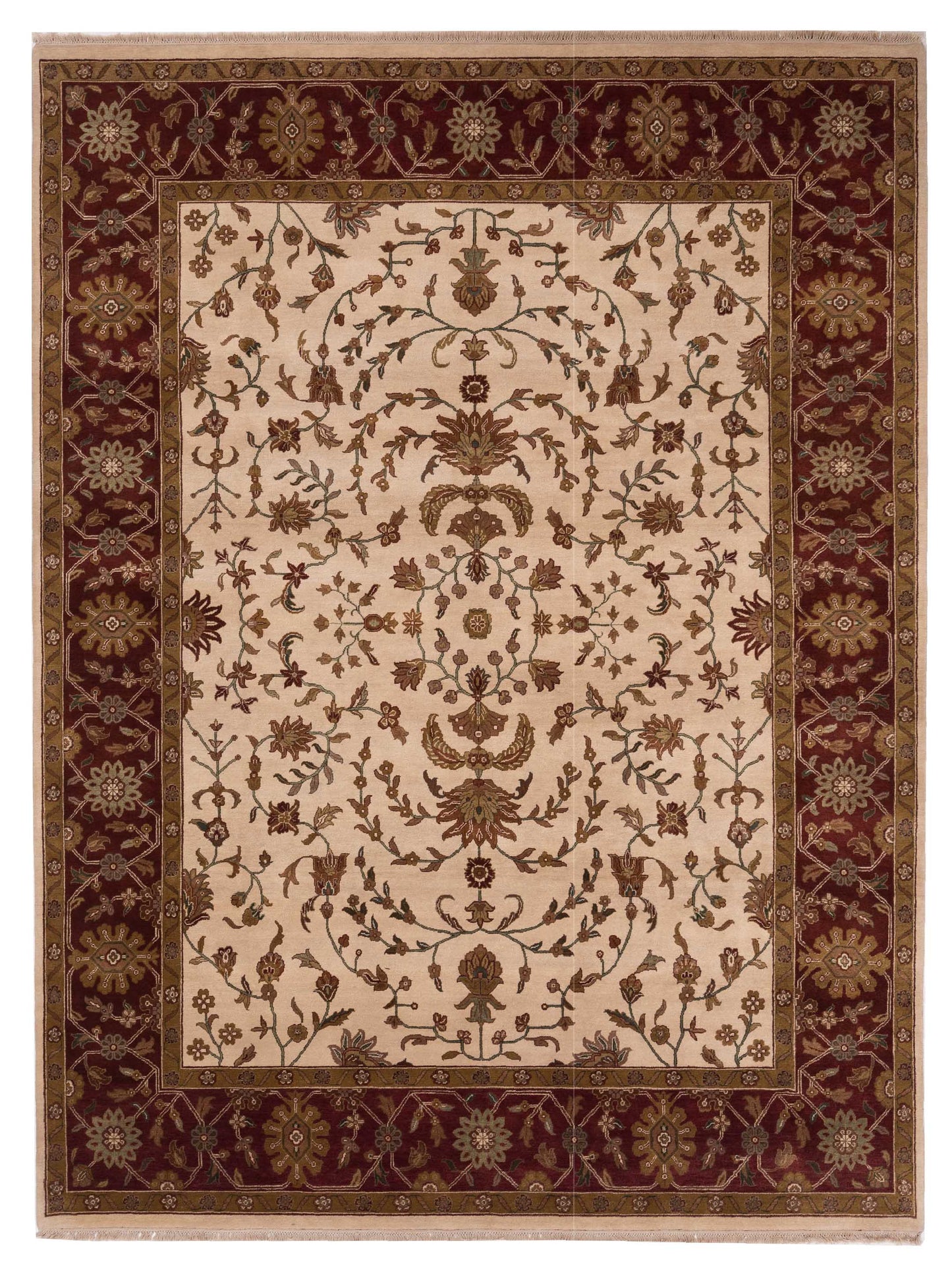 Rajpur Jahan Ivory Burgundy Traditional