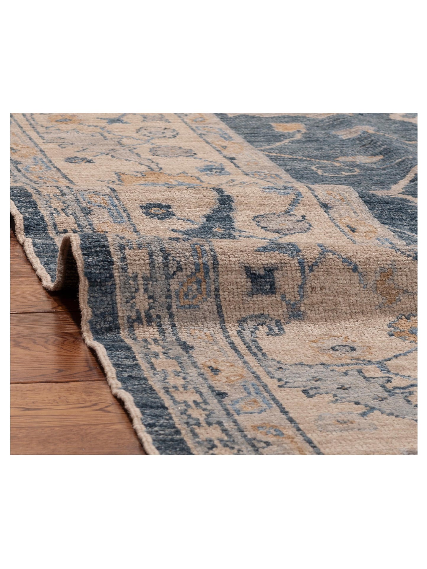 Angora Oushak 156285 Blue Ivory 9.5x11.5 Hand Knotted Rug
