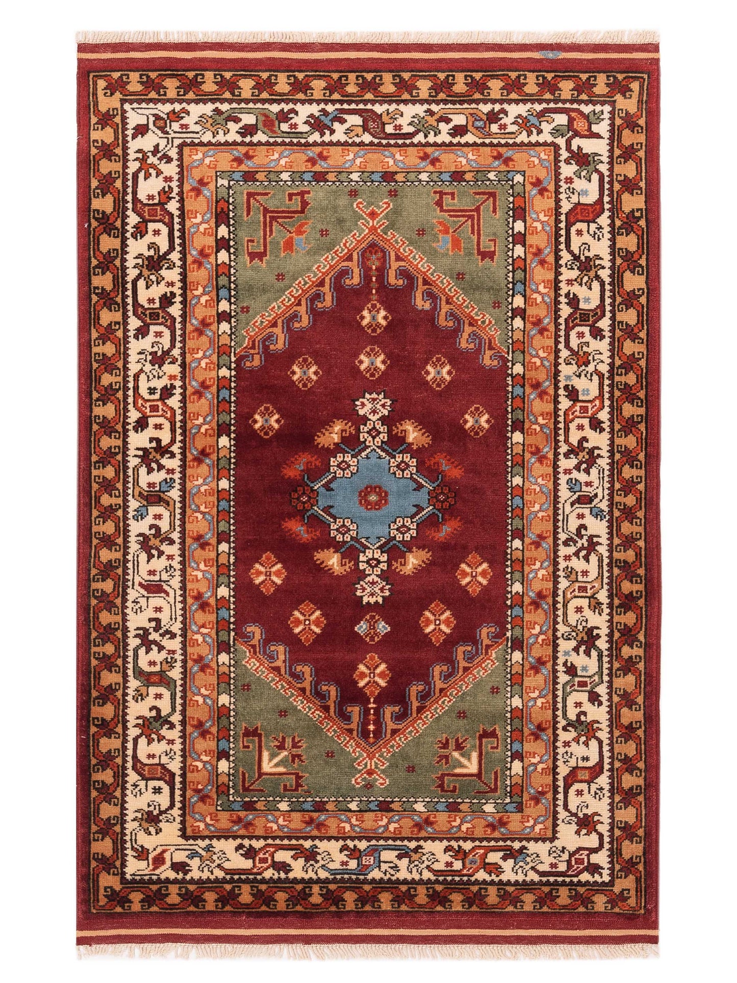 Pasha Turkish Shirwan Red Ivory Traditional