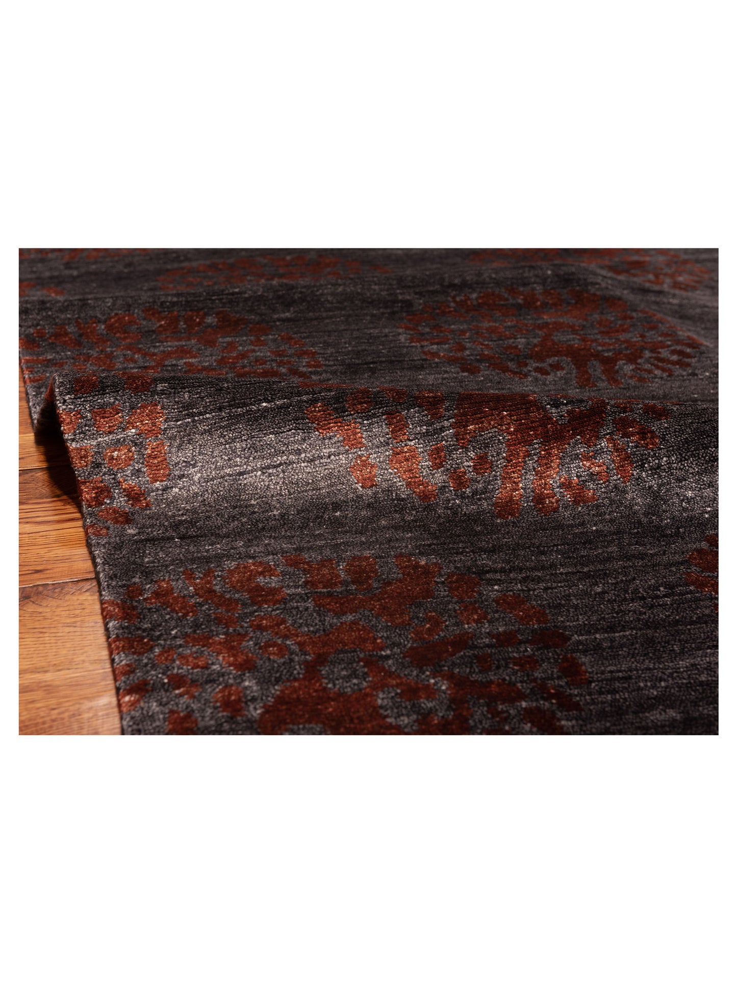 Tibetino 119752 Charcoal Red 5.11x8.9 Hand Knotted Rug