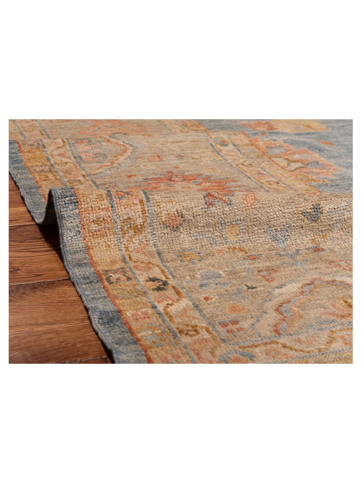 Angora Oushak 149244 Blue Light Brown 11.5x14.8 Hand Knotted Rug