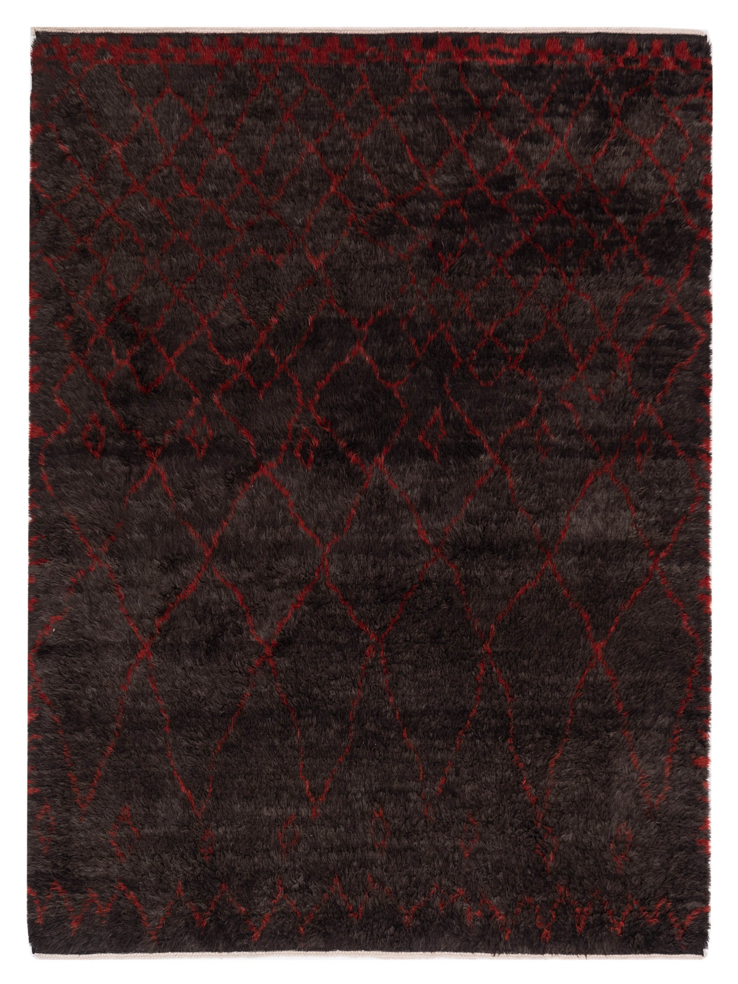 Pasha Berber Charcoal Red Contemporary