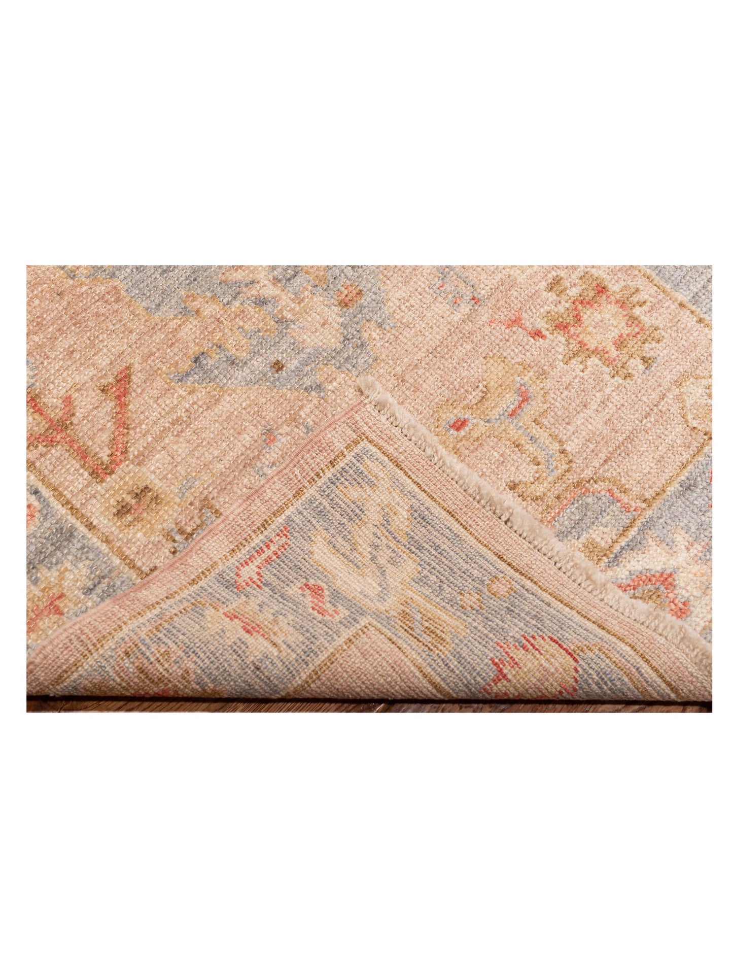 Angora Oushak 149544 Pink Gray 2.7x9.8 Hand Knotted Rug